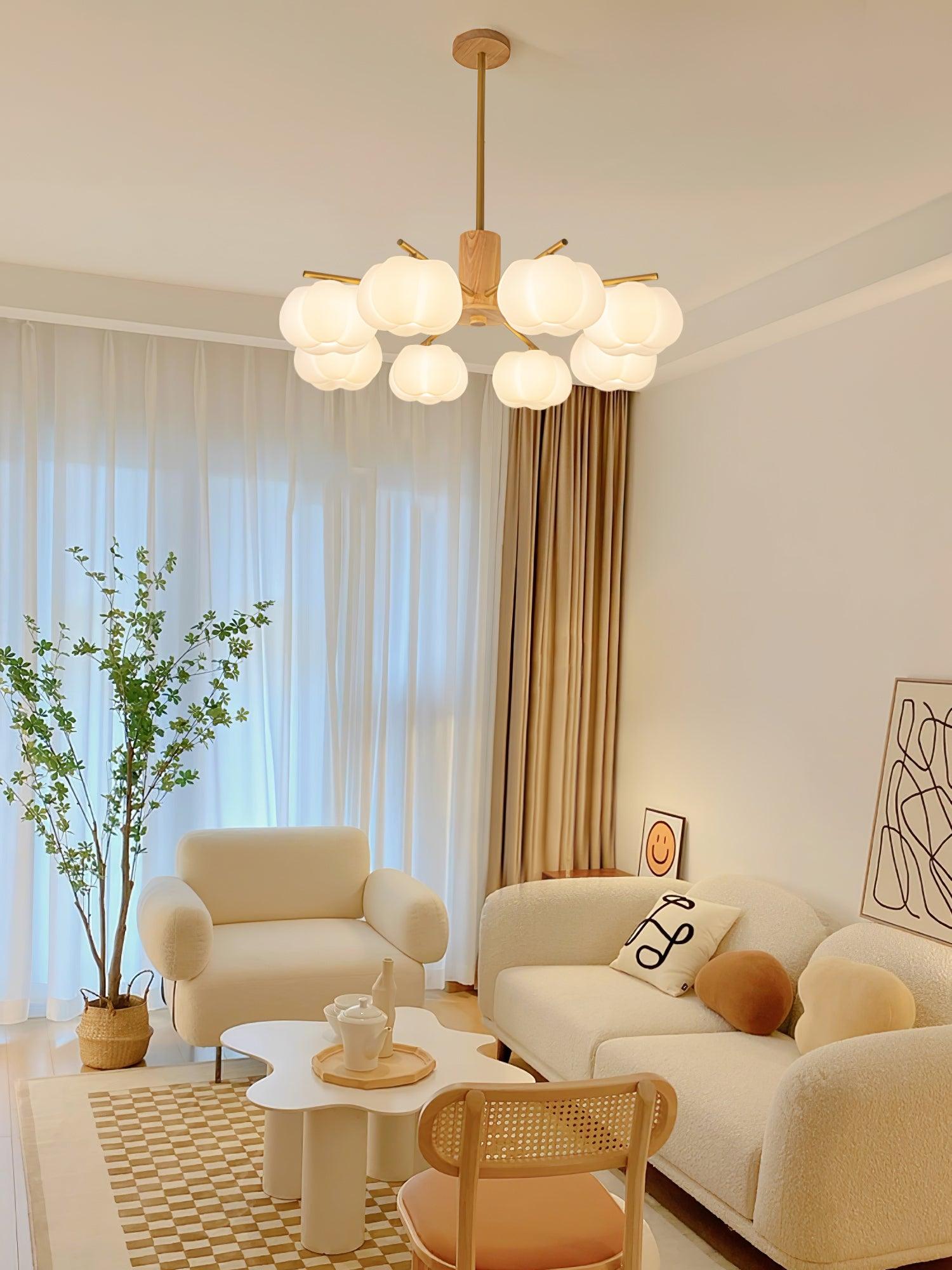 Wooden Cotton Balls Chandelier - Cueteks