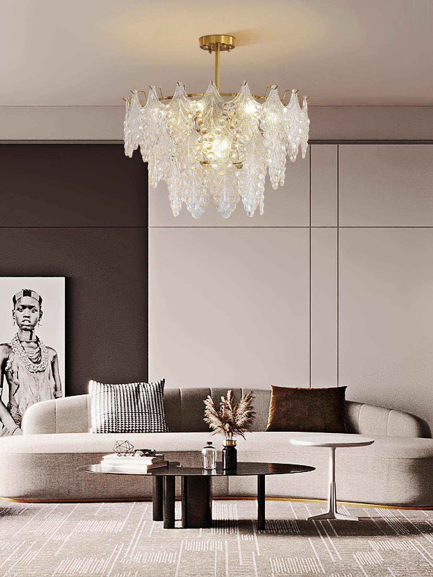 Tiered Carved Glass Chandelier - Cueteks
