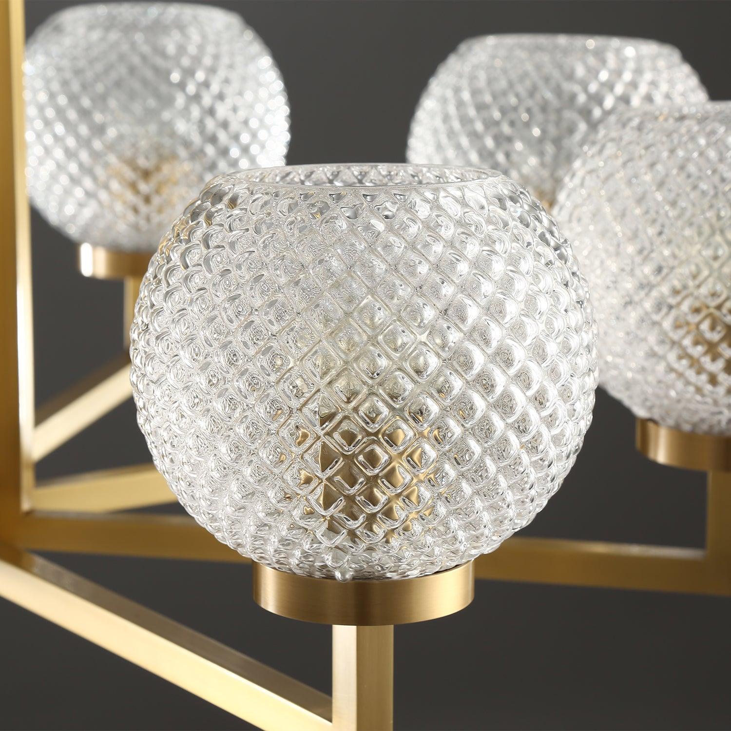 Ribbed Glass Brass Chandelier - Cueteks