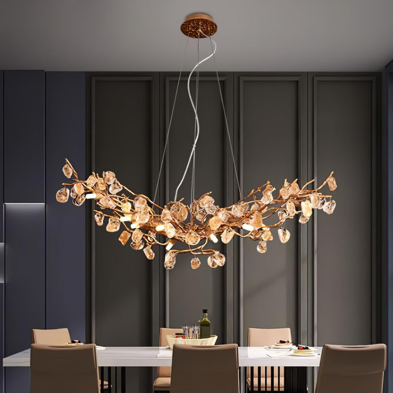 Stone Crystal Brass Chandelier - Cueteks