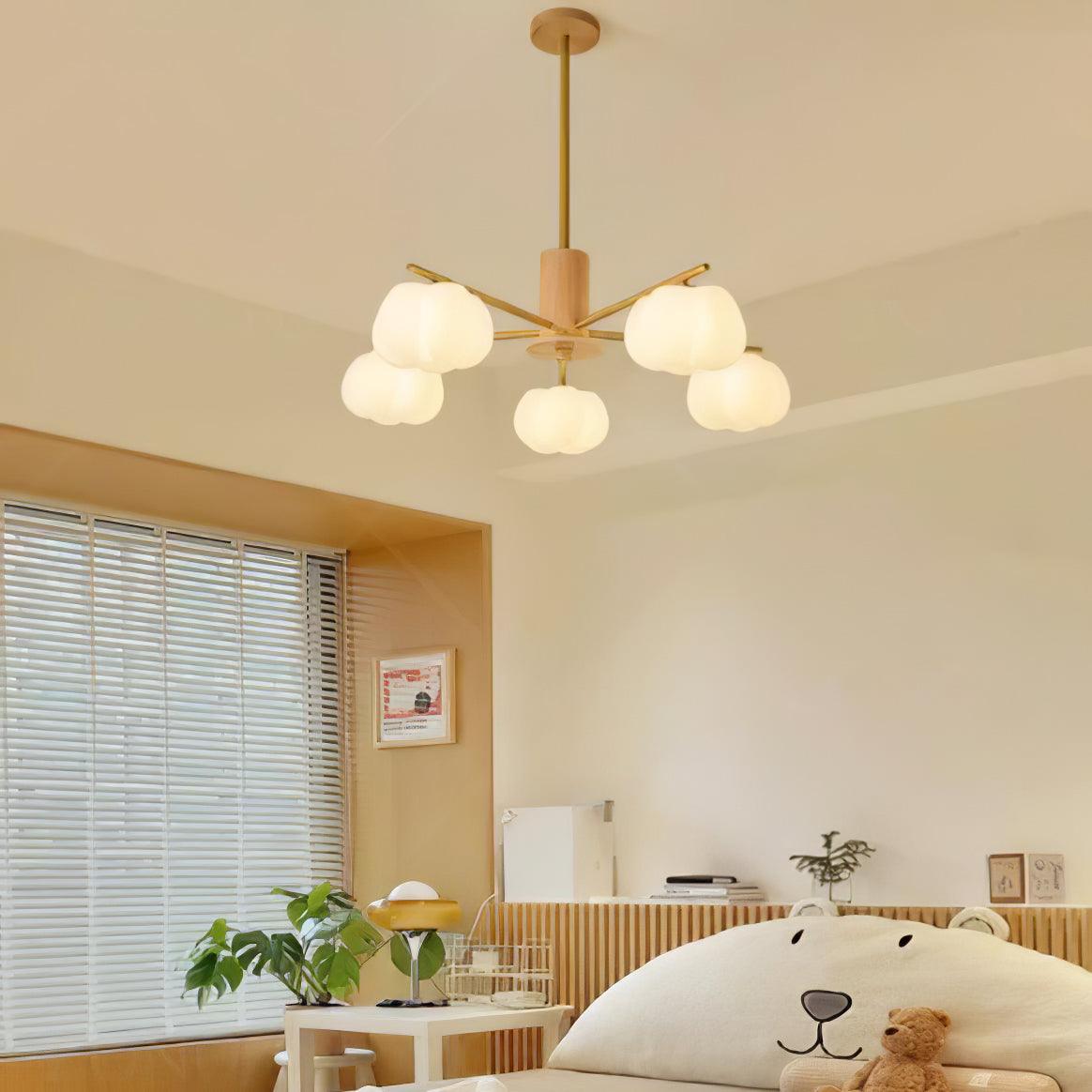 Wooden Cotton Balls Chandelier - Cueteks