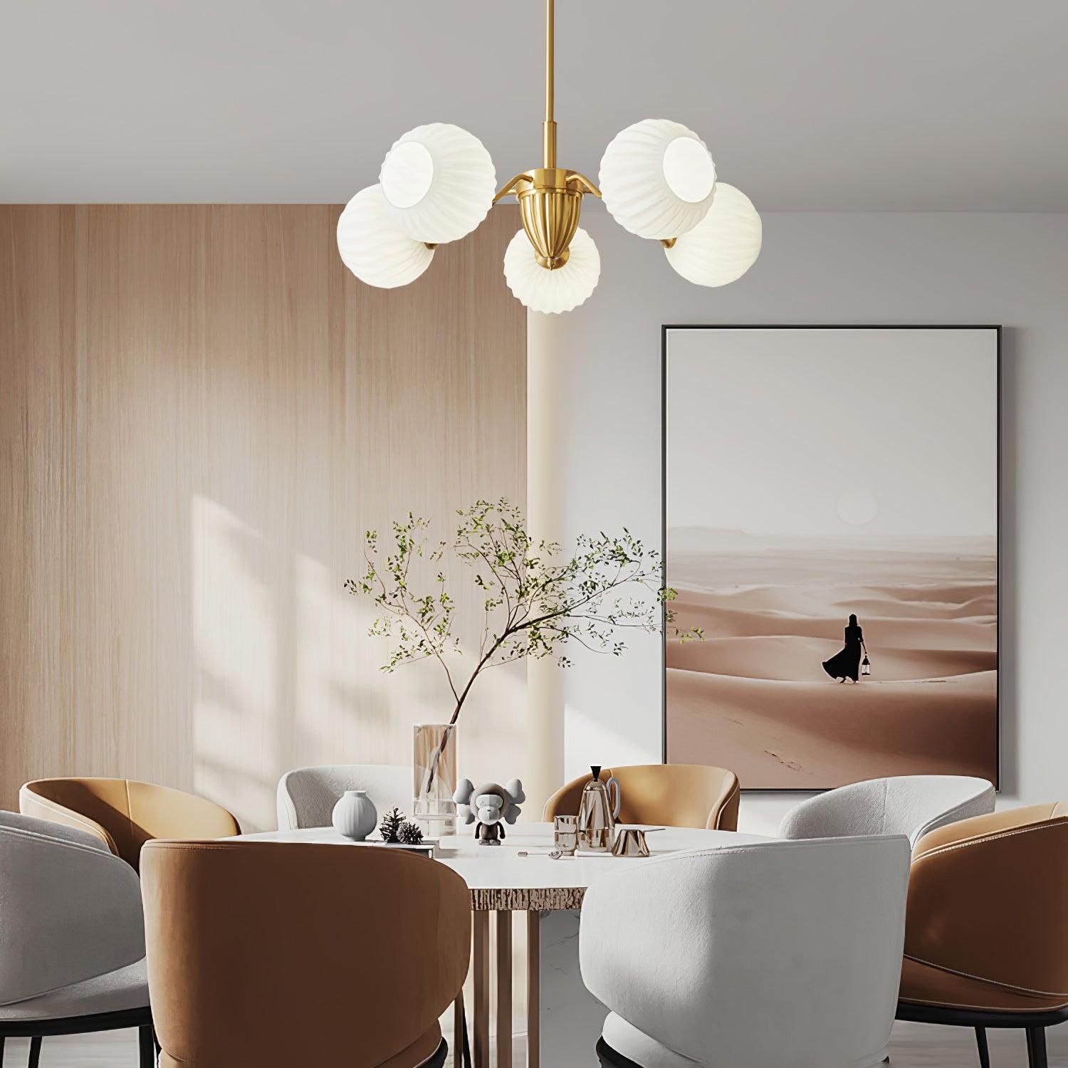 Ribbed Glass Ball Chandelier - Cueteks