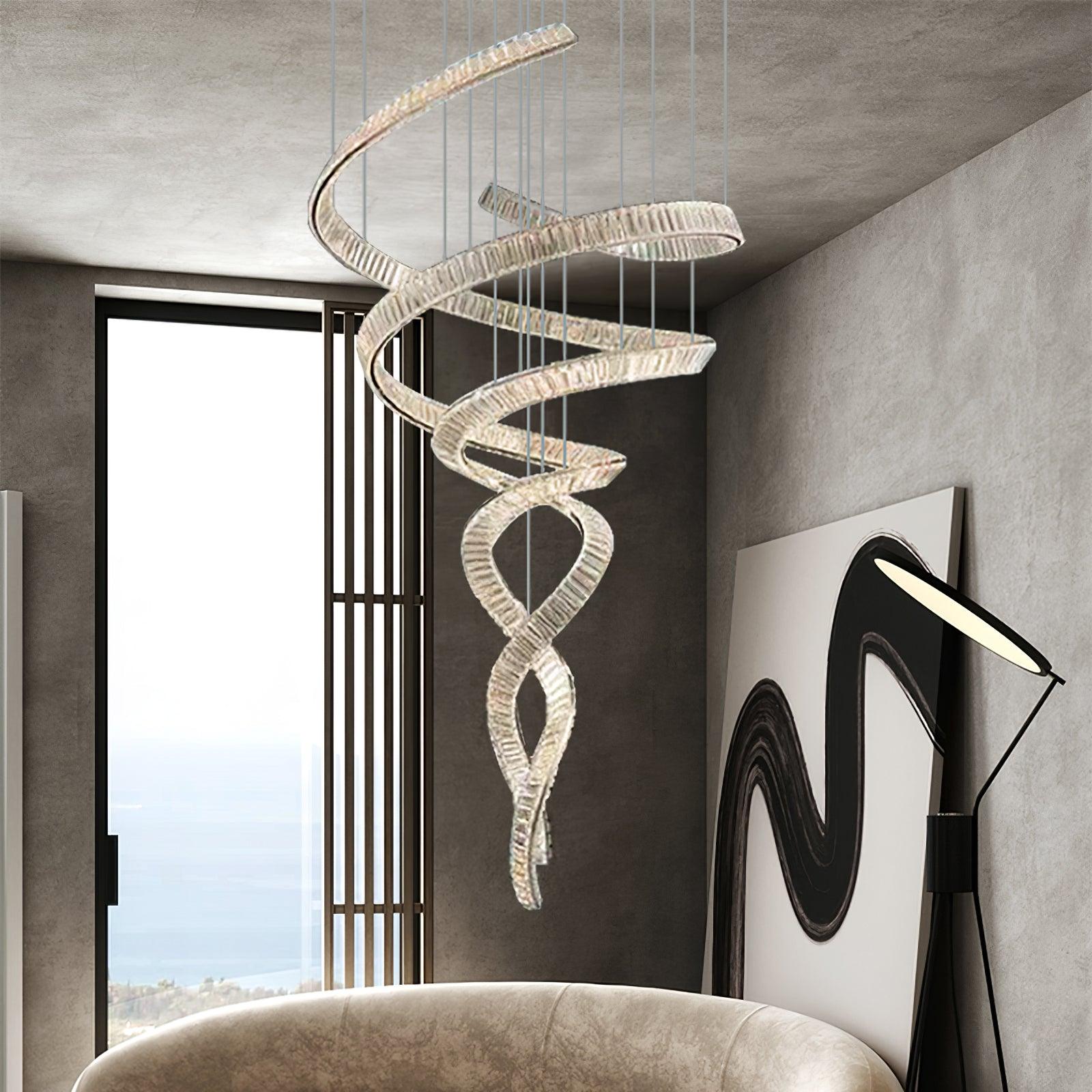 Long Spiral Crystal Chandelier - Cueteks