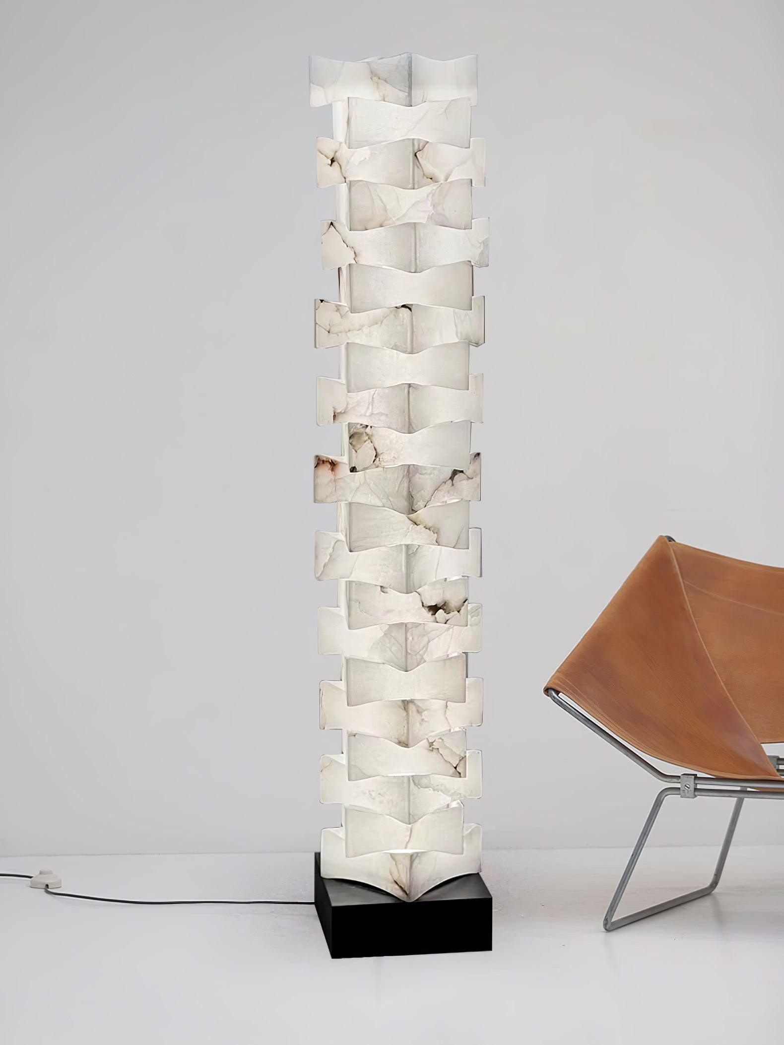Stacked Alabaster Squares Floor Lamp - Cueteks