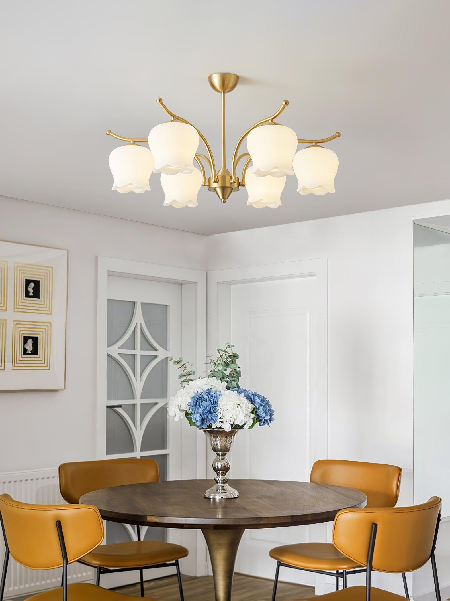 Tulip Brass Chandelier - Cueteks