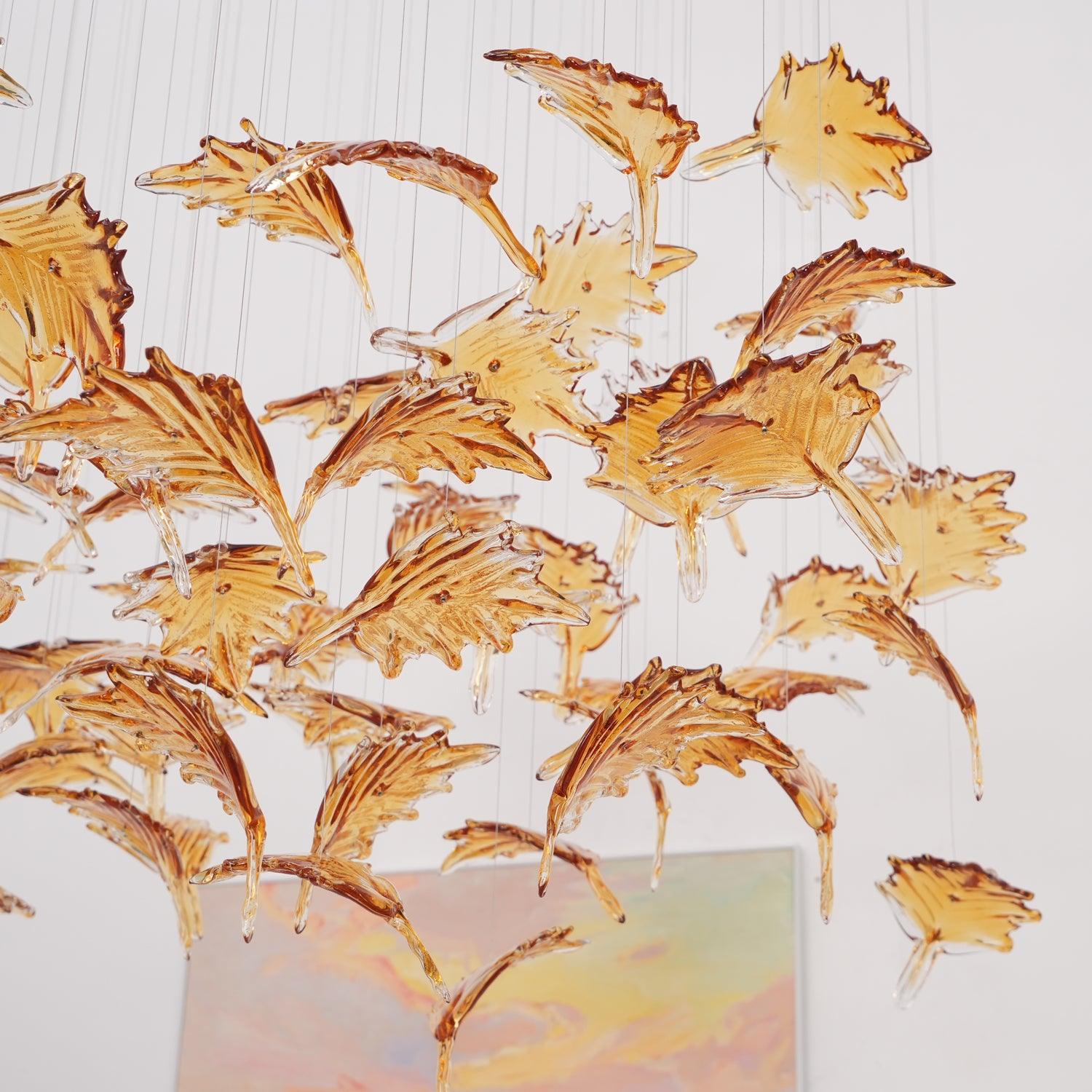 Multicolor Crystal Maple Leaf Chandelier - Cueteks