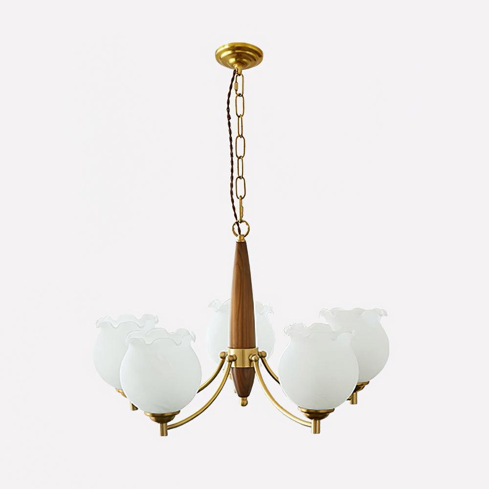 Tulips Glass Wood Chandelier - Cueteks