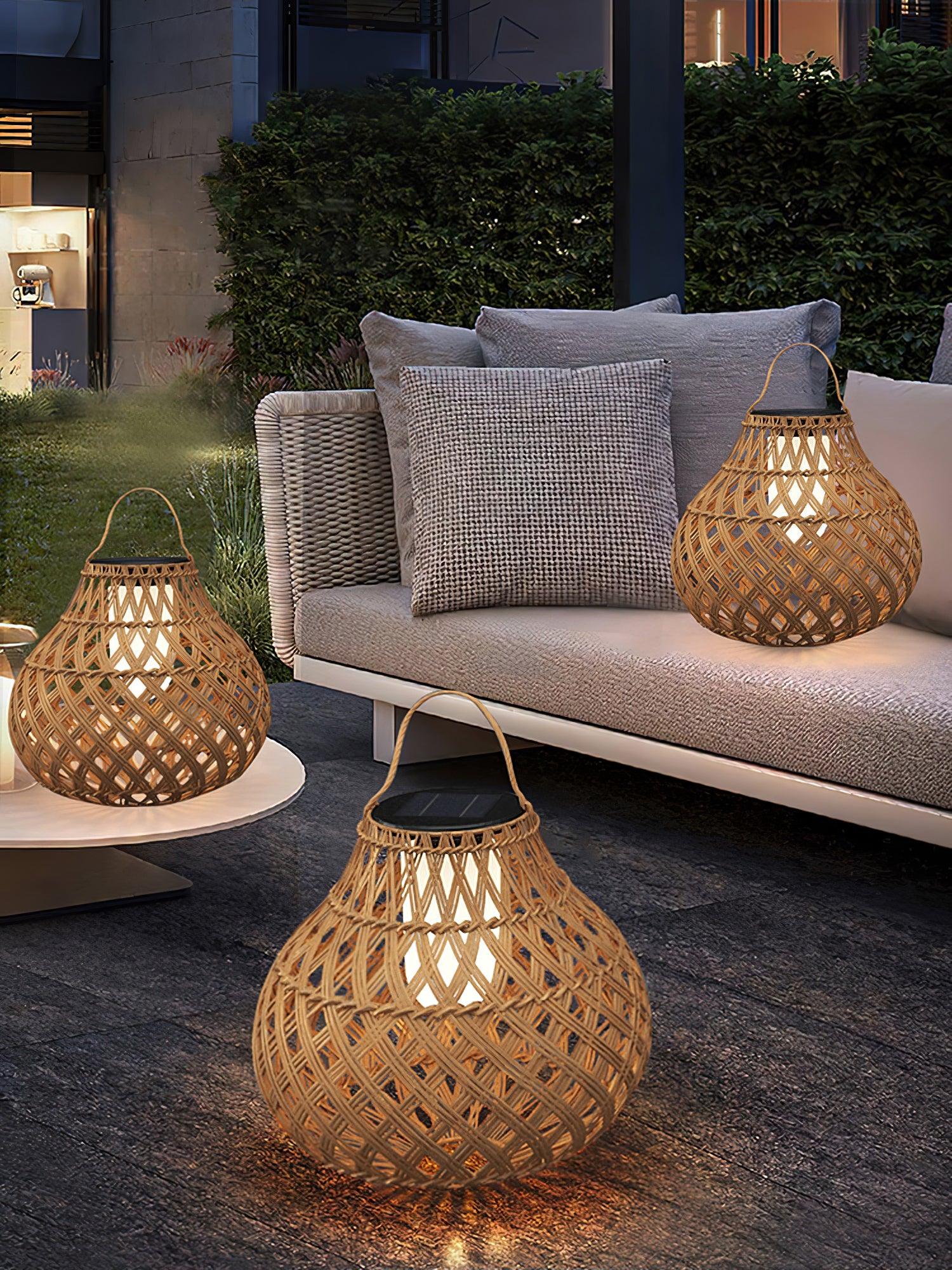 Woven Sphere Solar Lantern Outdoor Lamp - Cueteks