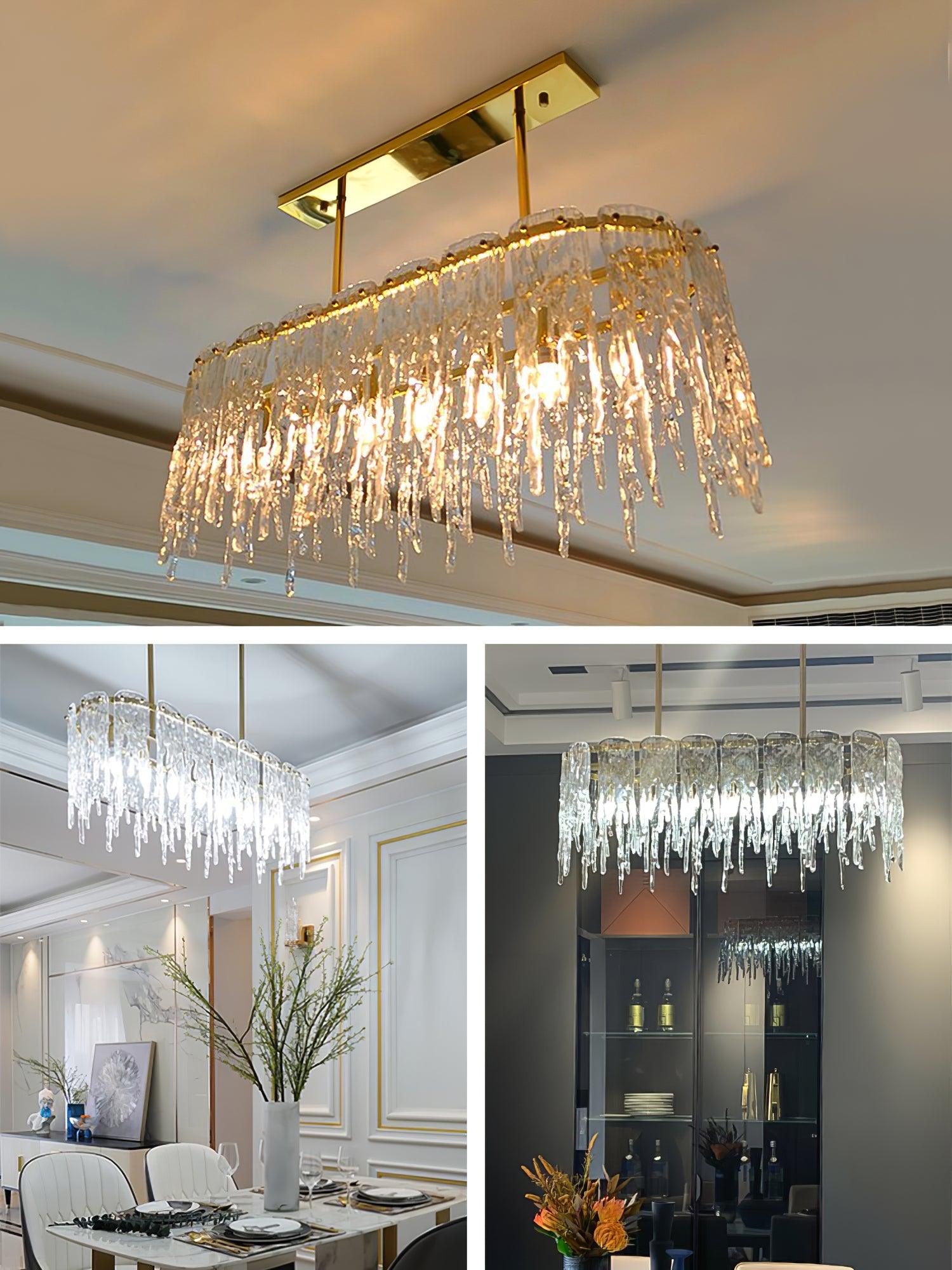 Rectangular Icicle Glass Chandelier - Cueteks