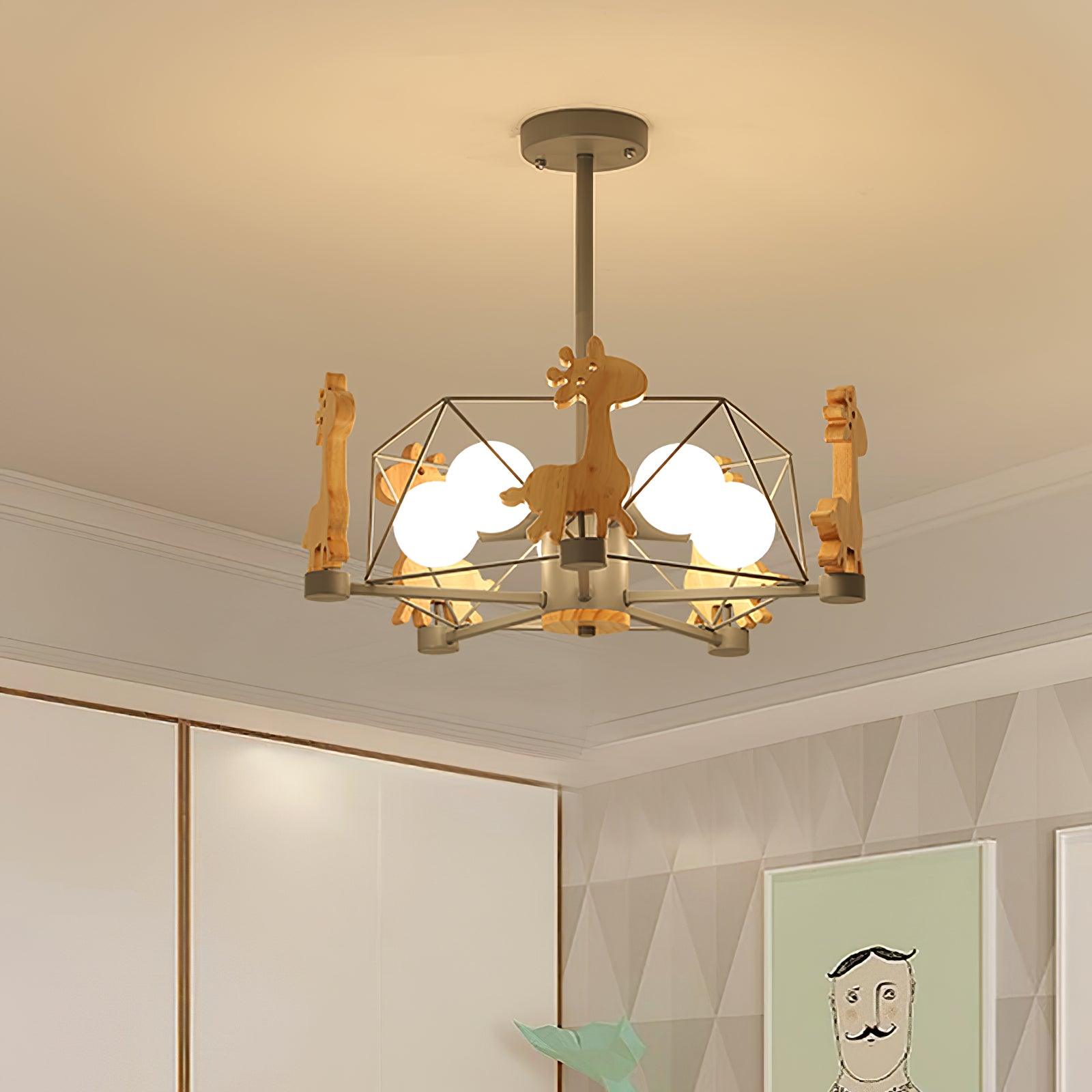 Lovely Deer Wooden Chandelier - Cueteks