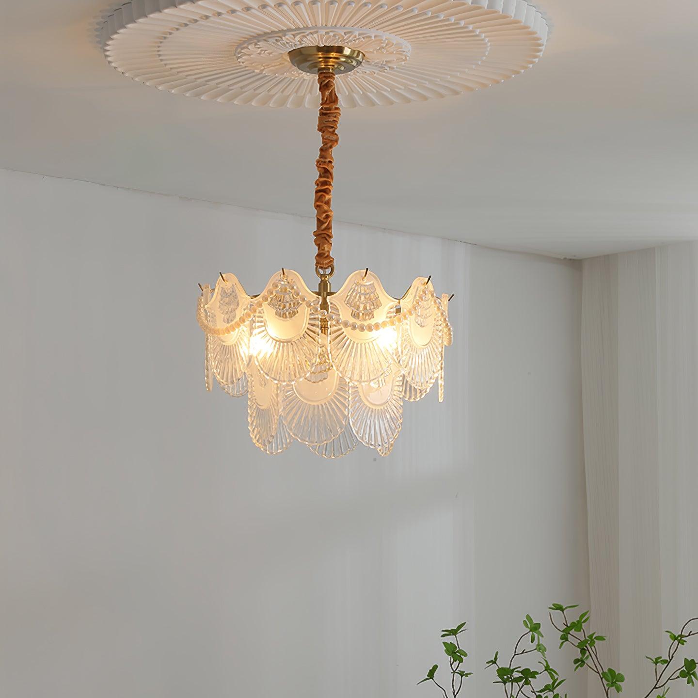 Pearl Glass Shell Chandelier - Cueteks