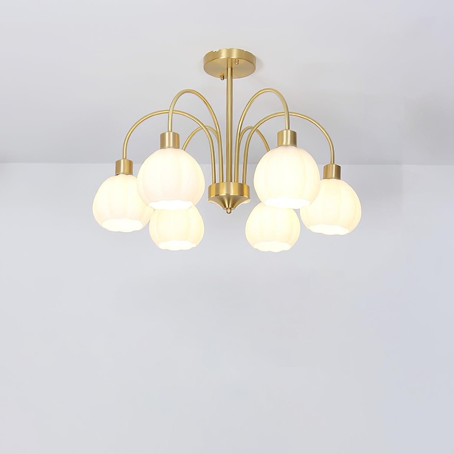 Glass Pumpkin Gold Chandelier - Cueteks