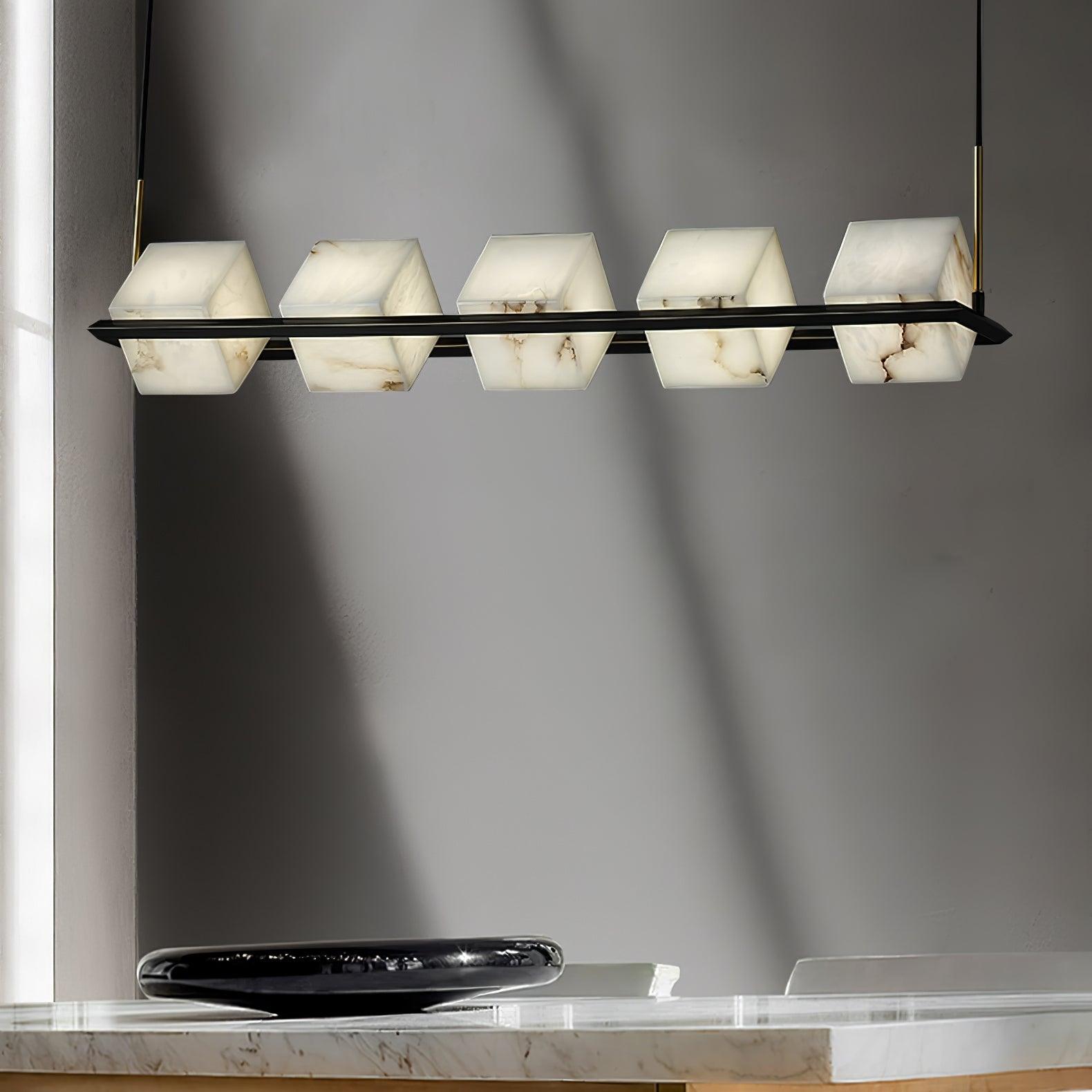 Alabaster Square Box Chandelier - Cueteks