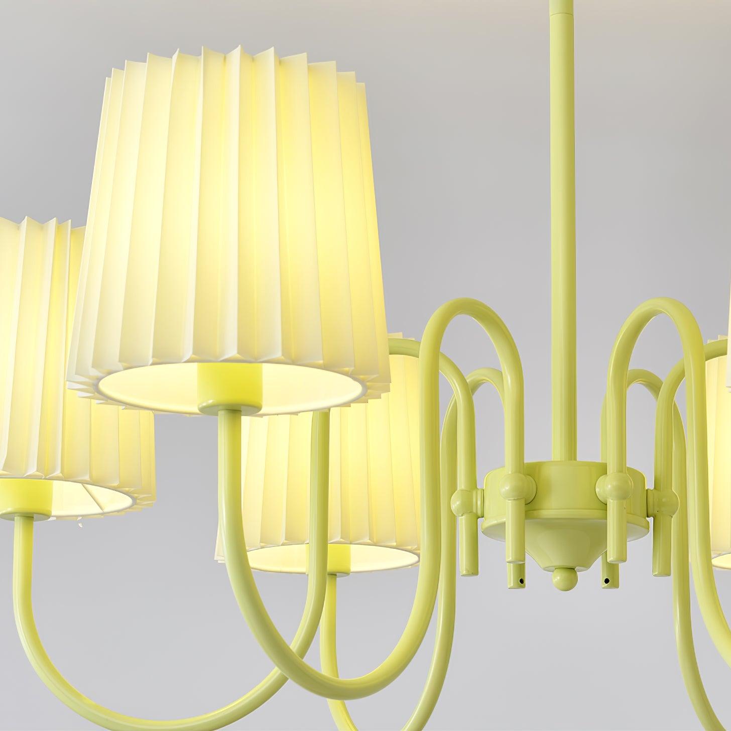 Pleated Fabric Matcha Chandelier - Cueteks
