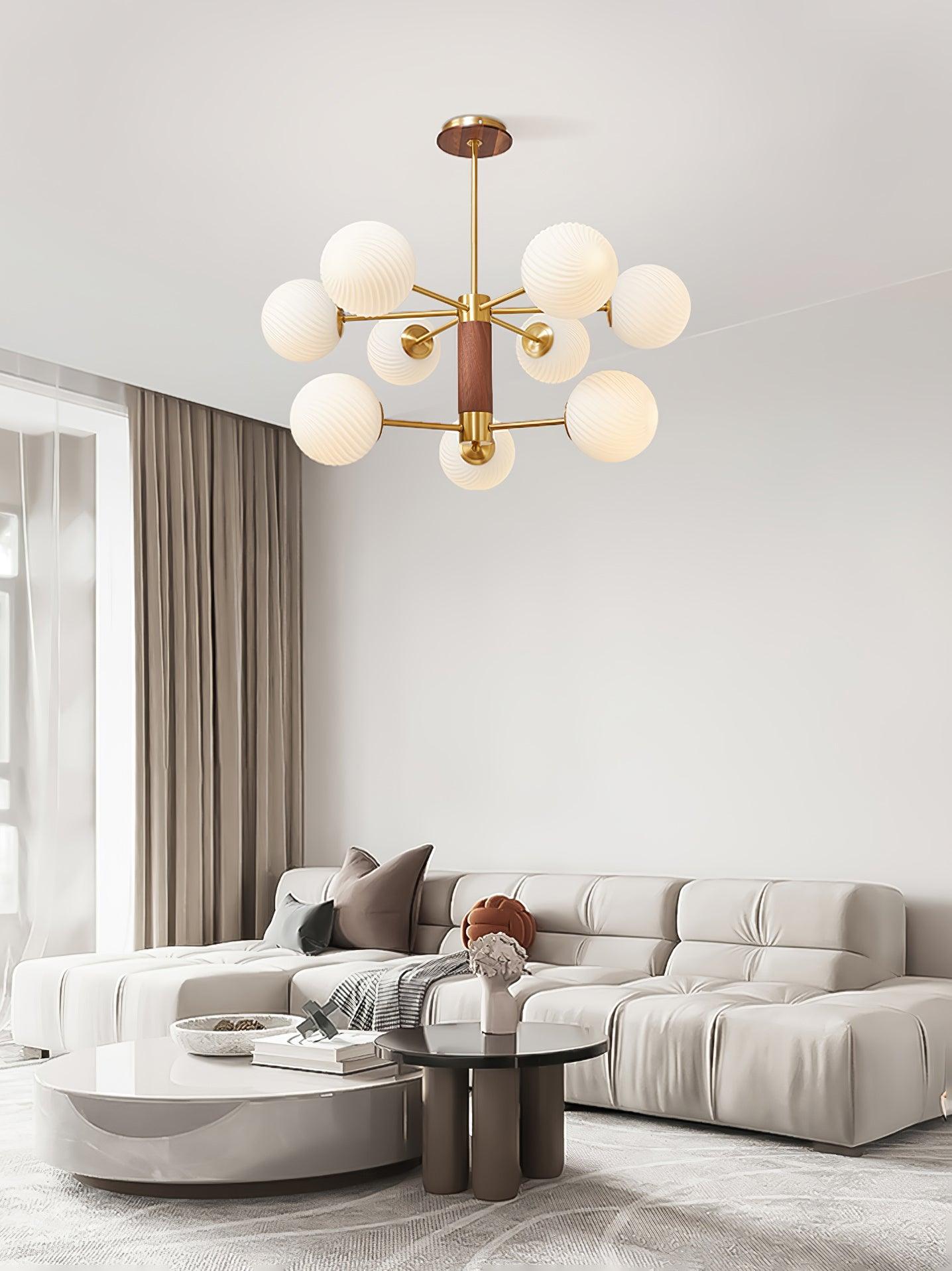 Ribbed Babble Glass Chandelier - Cueteks