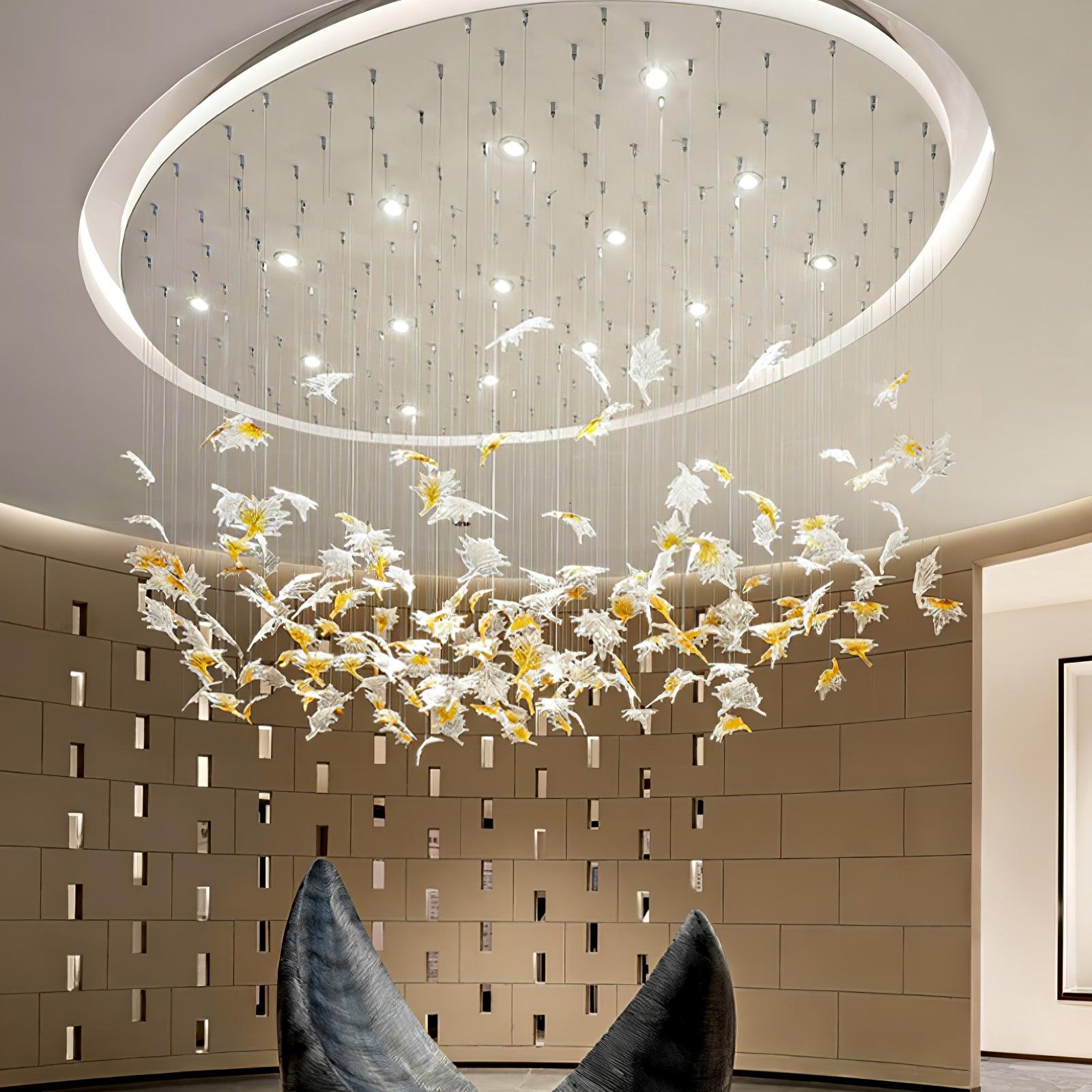 Multicolor Crystal Maple Leaf Chandelier - Cueteks