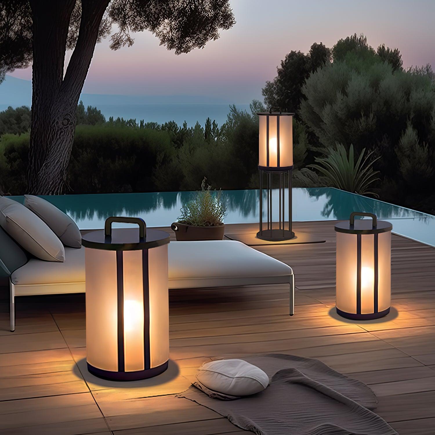 Round Pillar Acrylic Lantern Outdoor Lamp - Cueteks