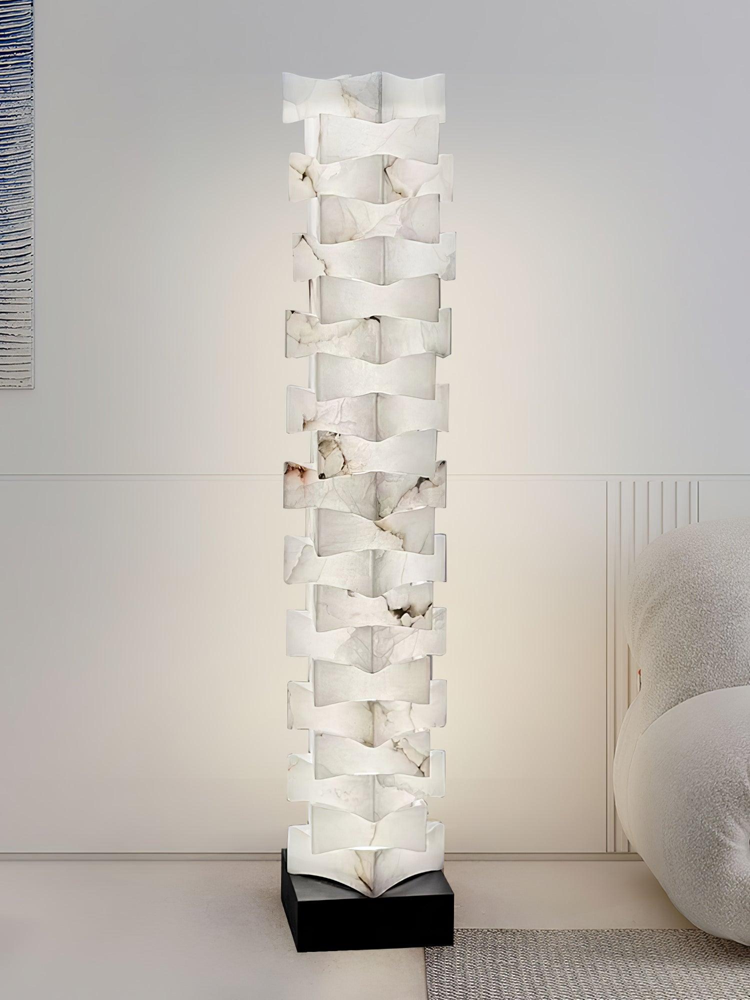 Stacked Alabaster Squares Floor Lamp - Cueteks