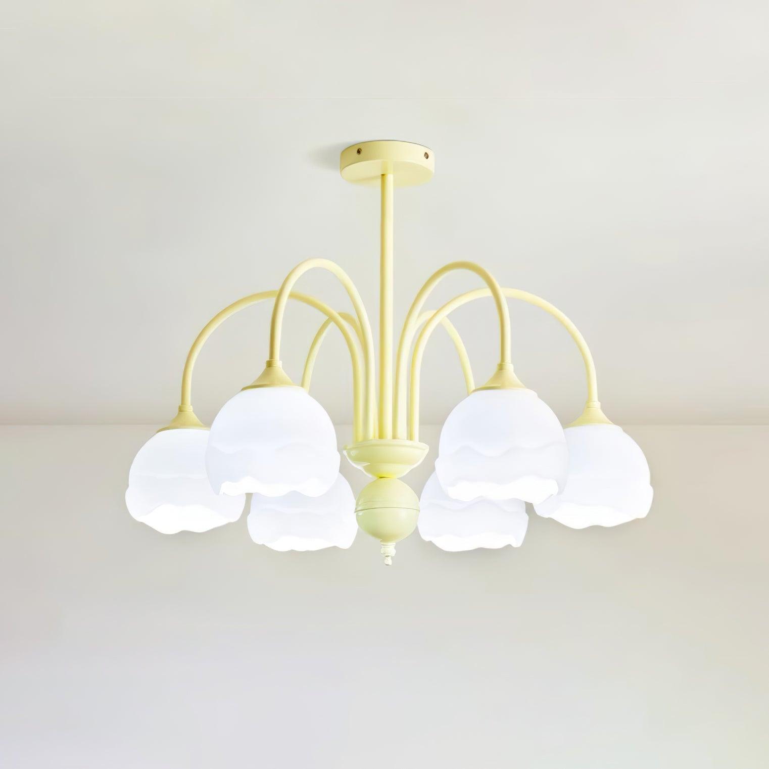Creamy chandelier with white glass shades
