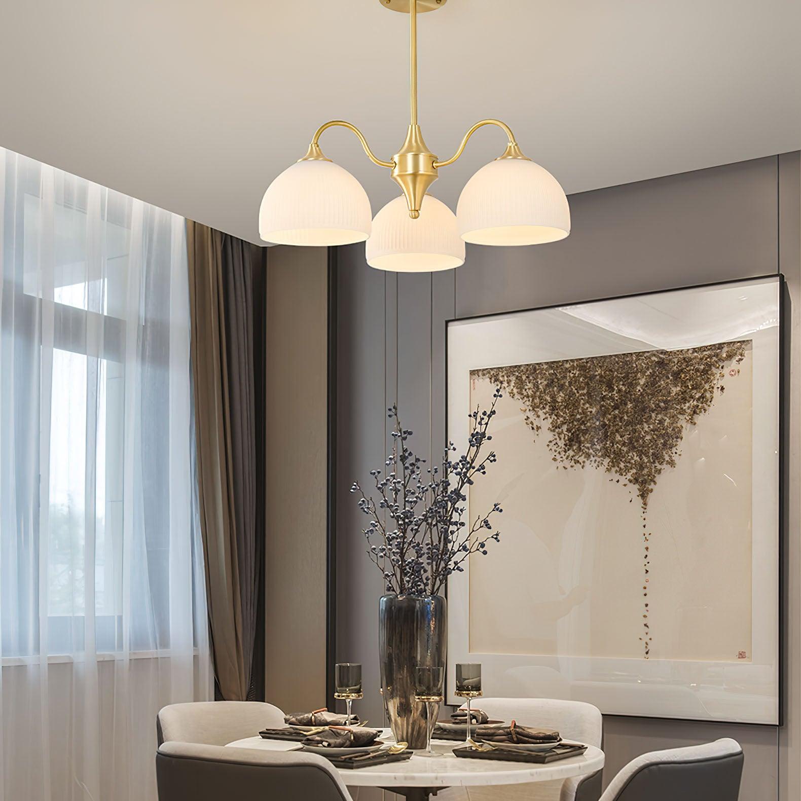 Striped Glass Bowl Chandelier - Cueteks