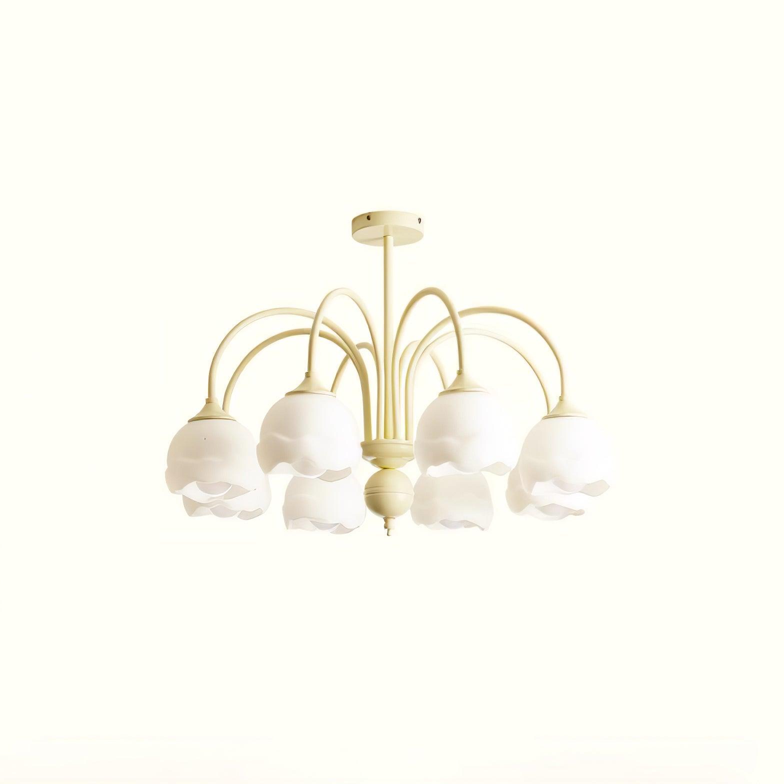 Creamy chandelier with white glass shades