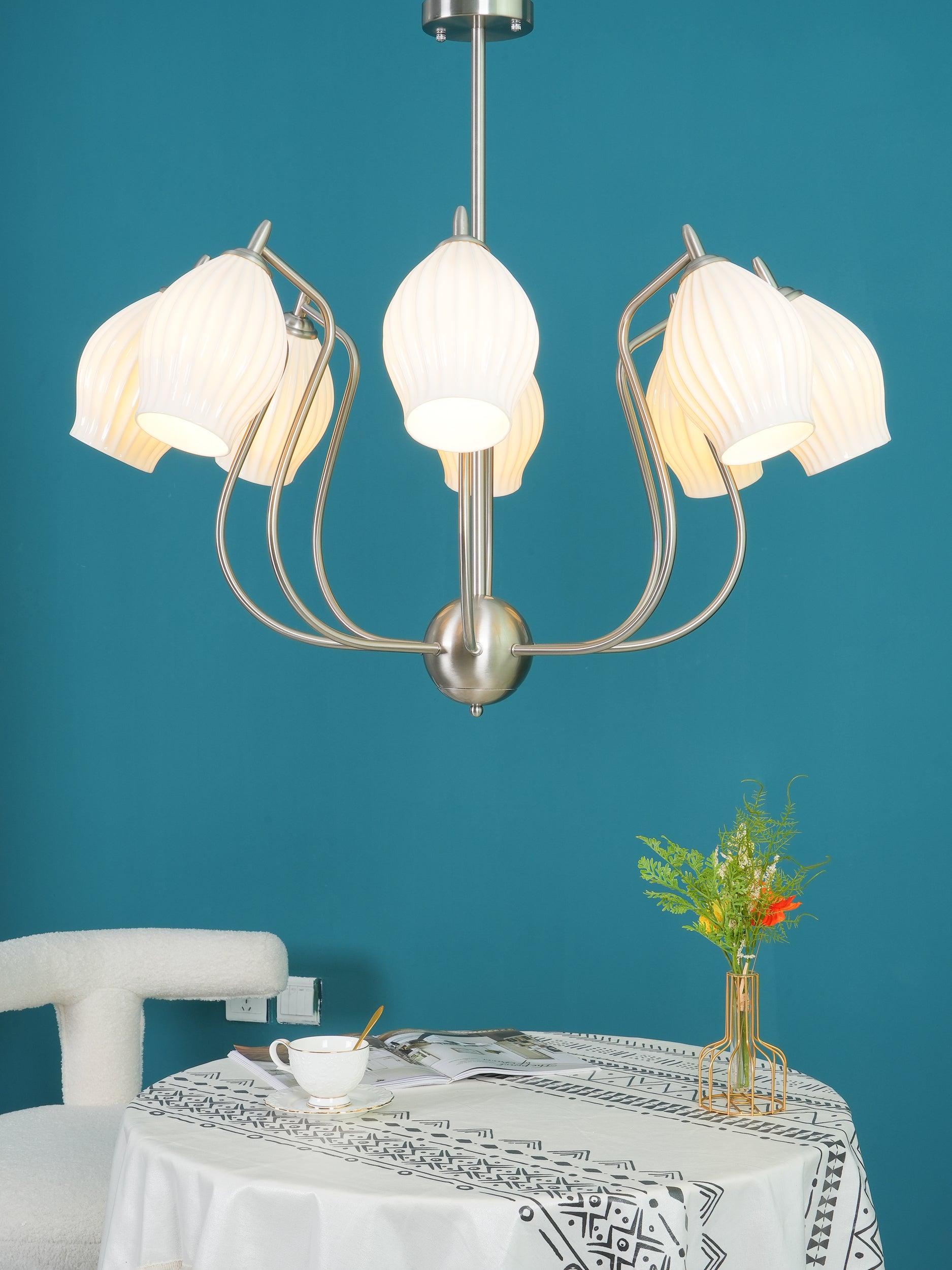 Ceramic Ribbed Chandelier - Cueteks