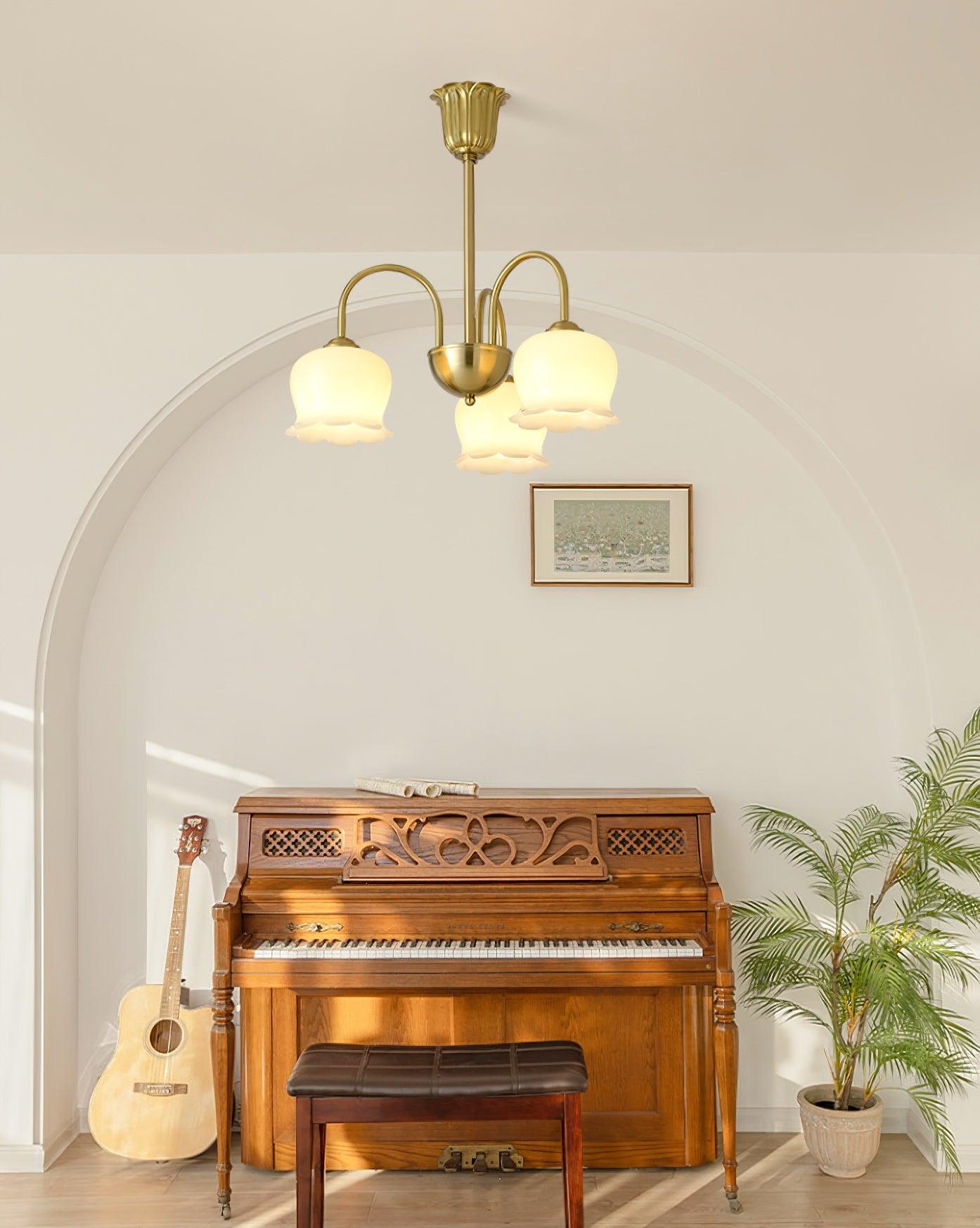 Orchids Brass Chandelier - Cueteks