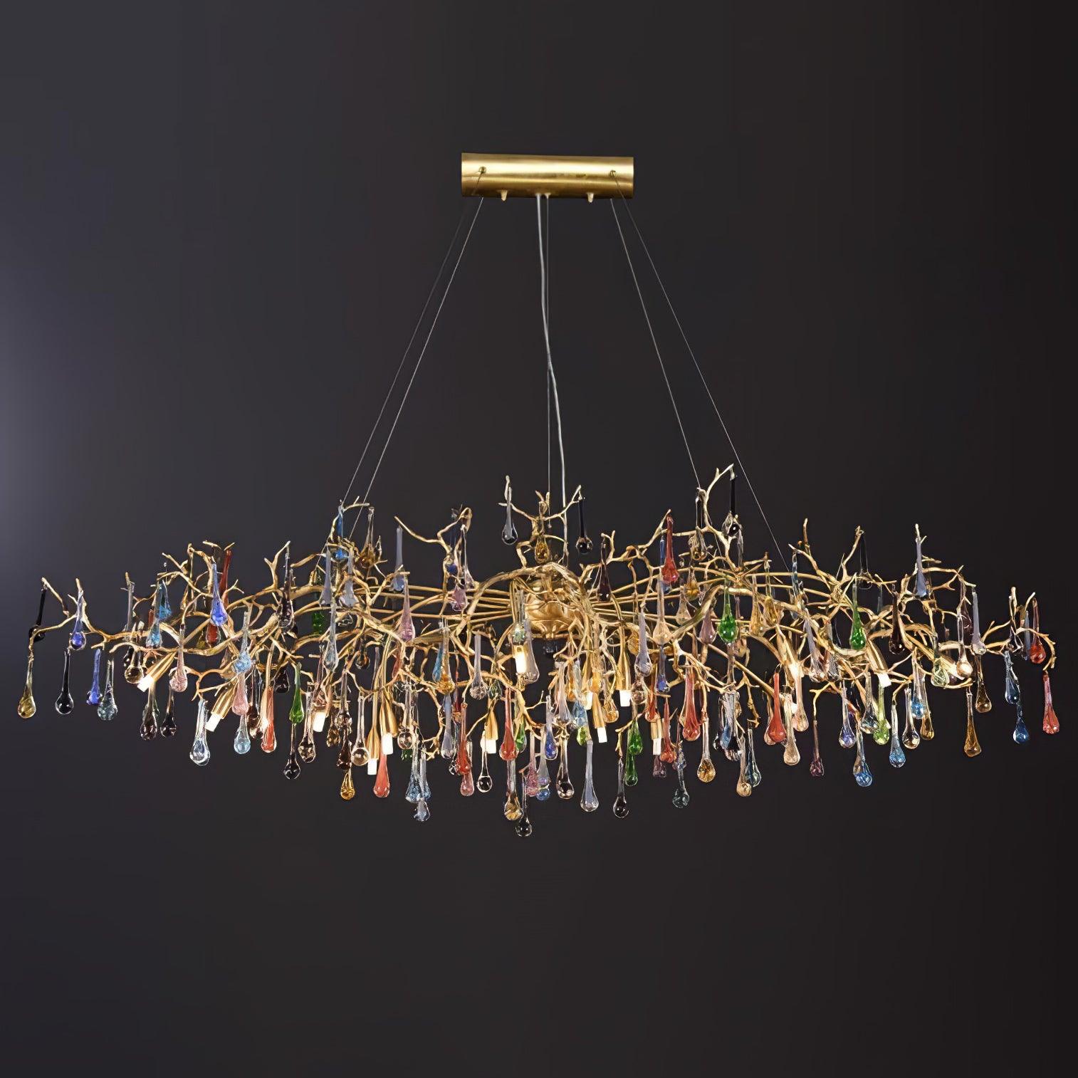 Colorful Raindrop Brass Branch Chandelier - Cueteks