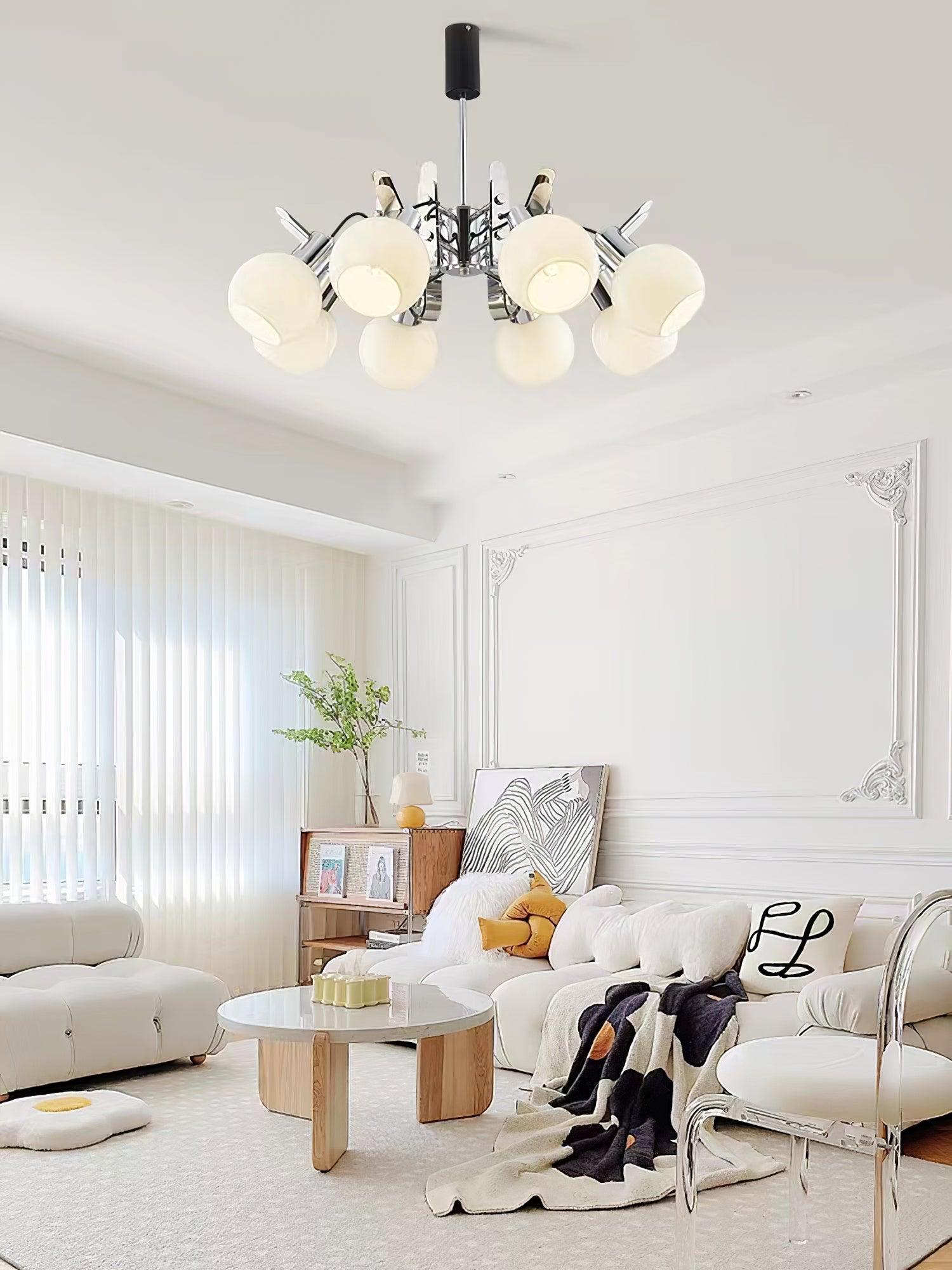 Vintage Geometrical Chrome Chandelier - Cueteks