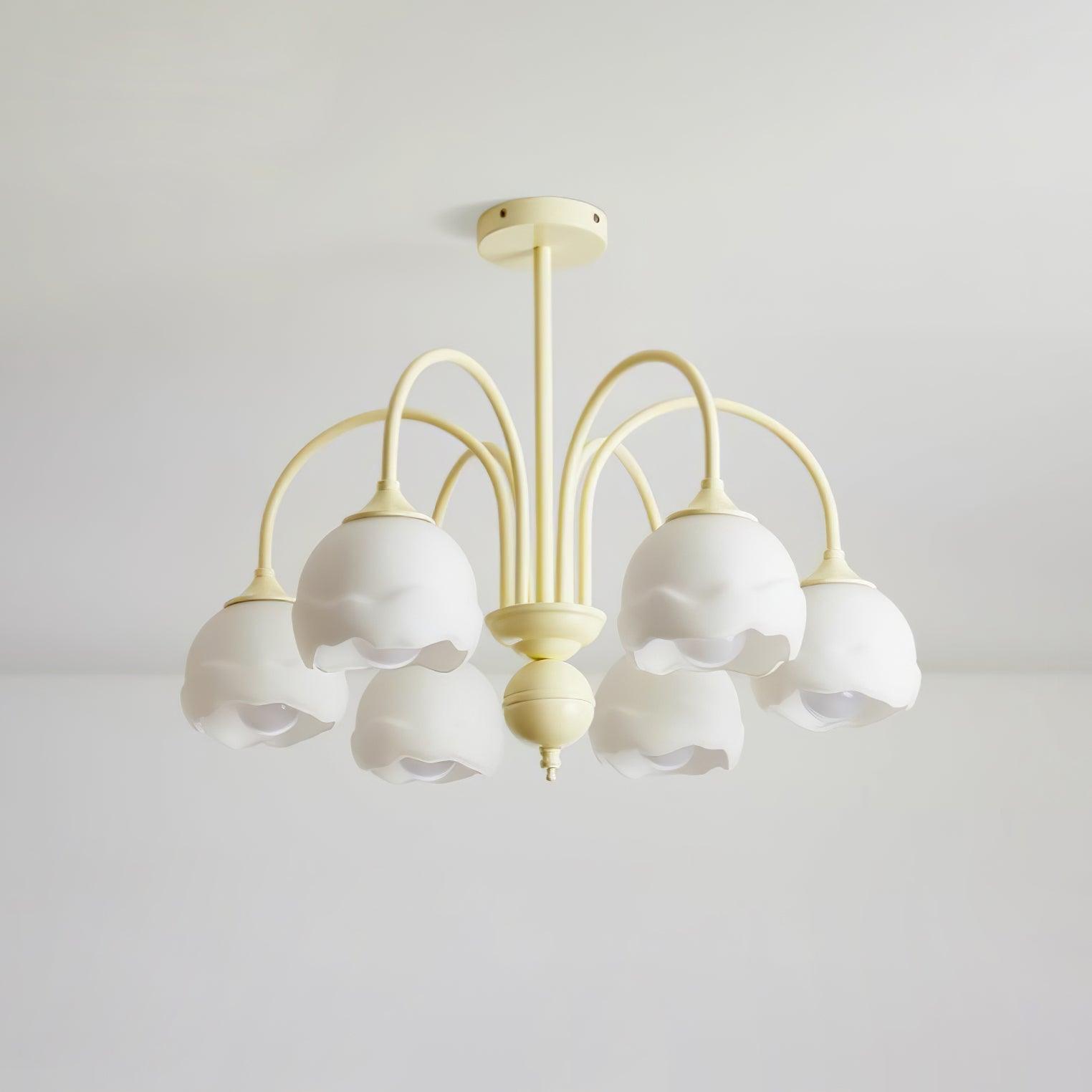Creamy chandelier with white glass shades