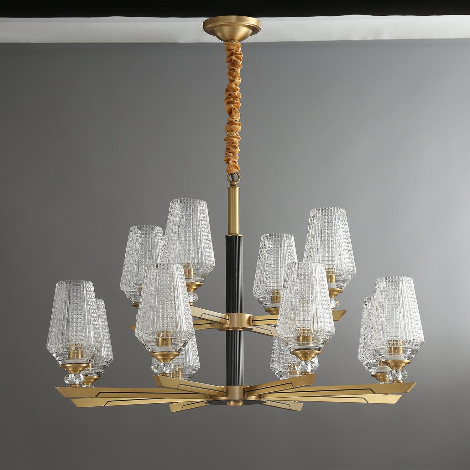 Orrefors Brass Chandelier - Cueteks