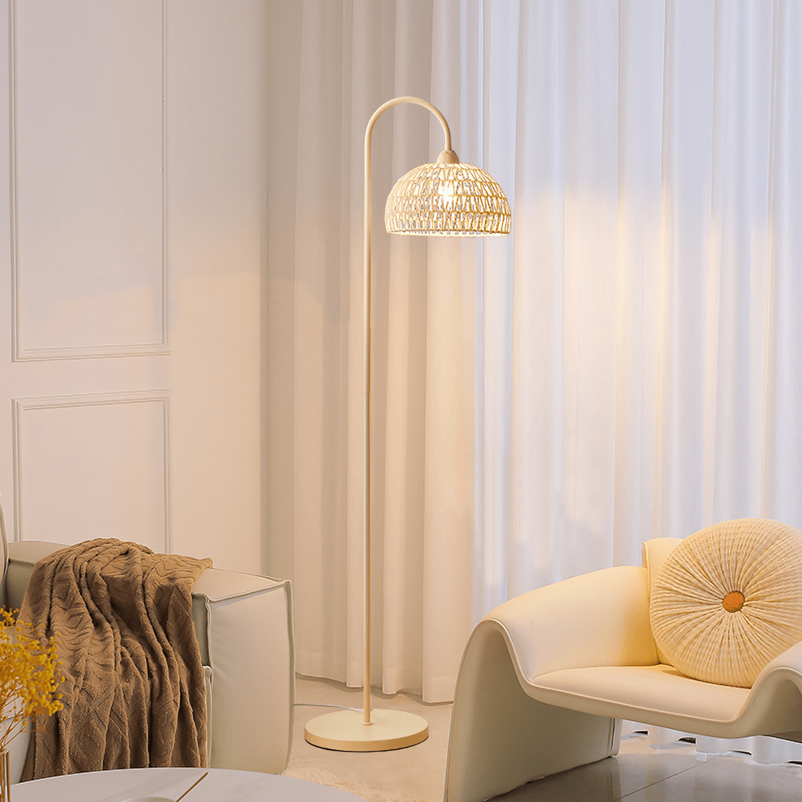 Rattan Arch Floor Lamp - Cueteks
