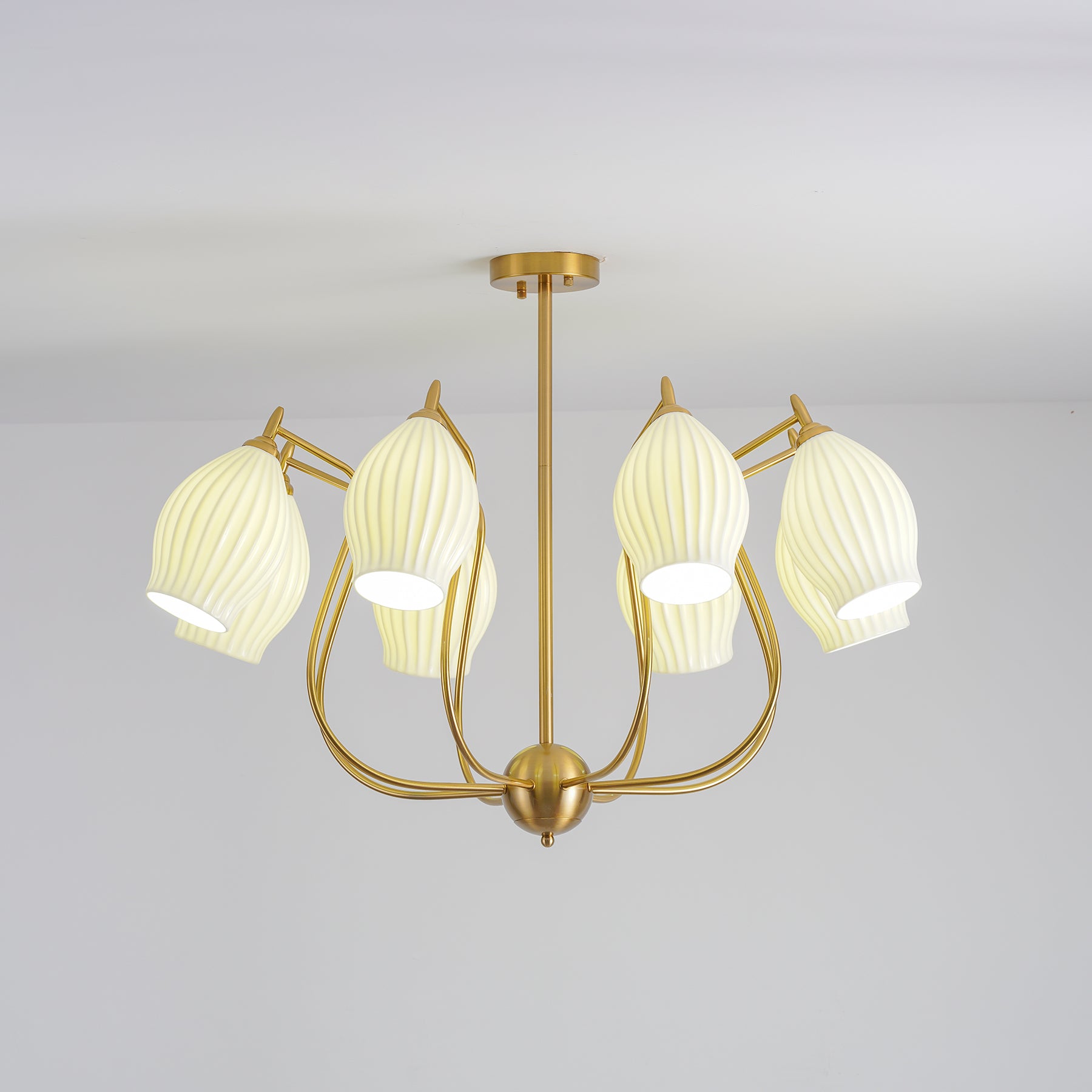 Ceramic Ribbed Chandelier - Cueteks