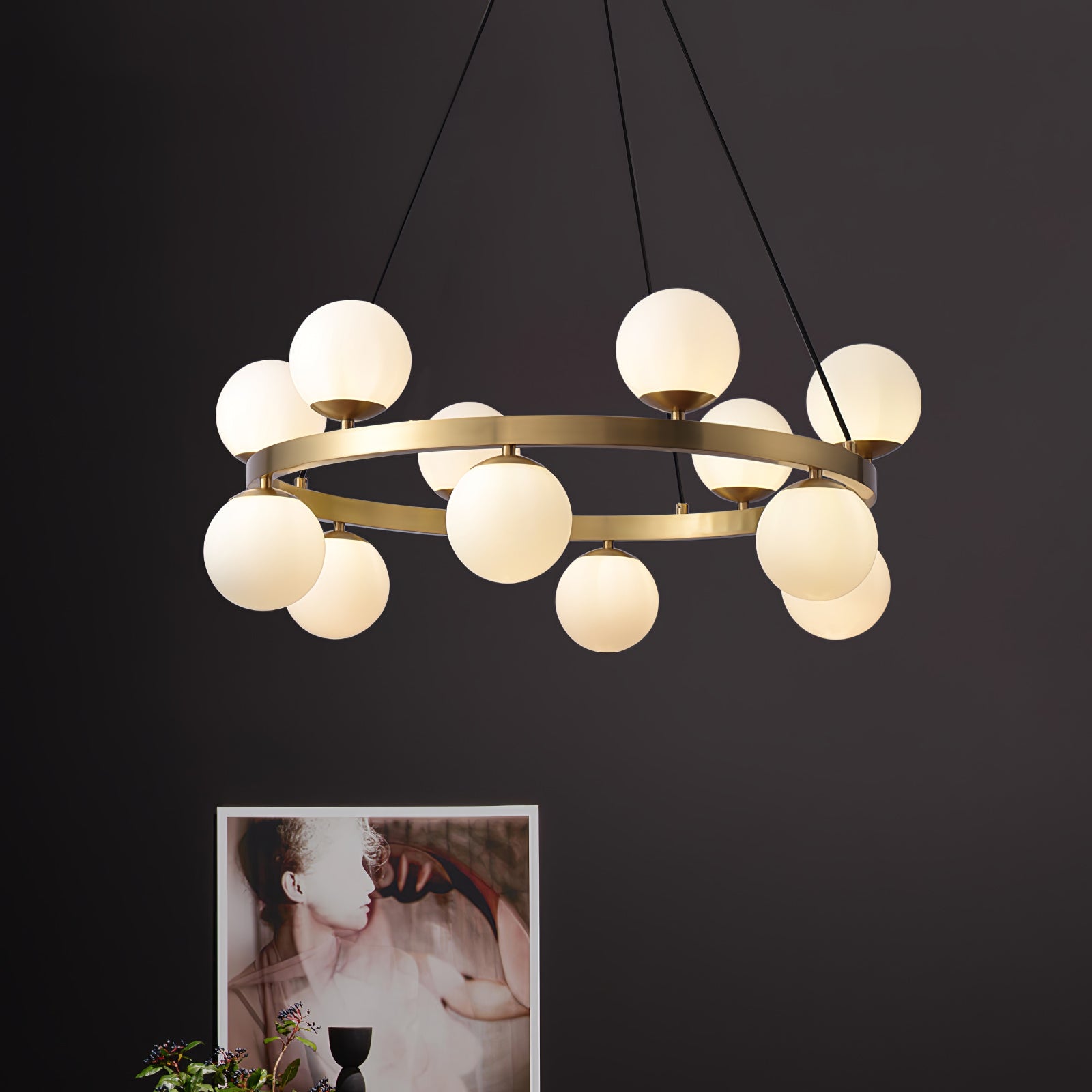 Bubbles Brass Ring Chandelier - Cueteks