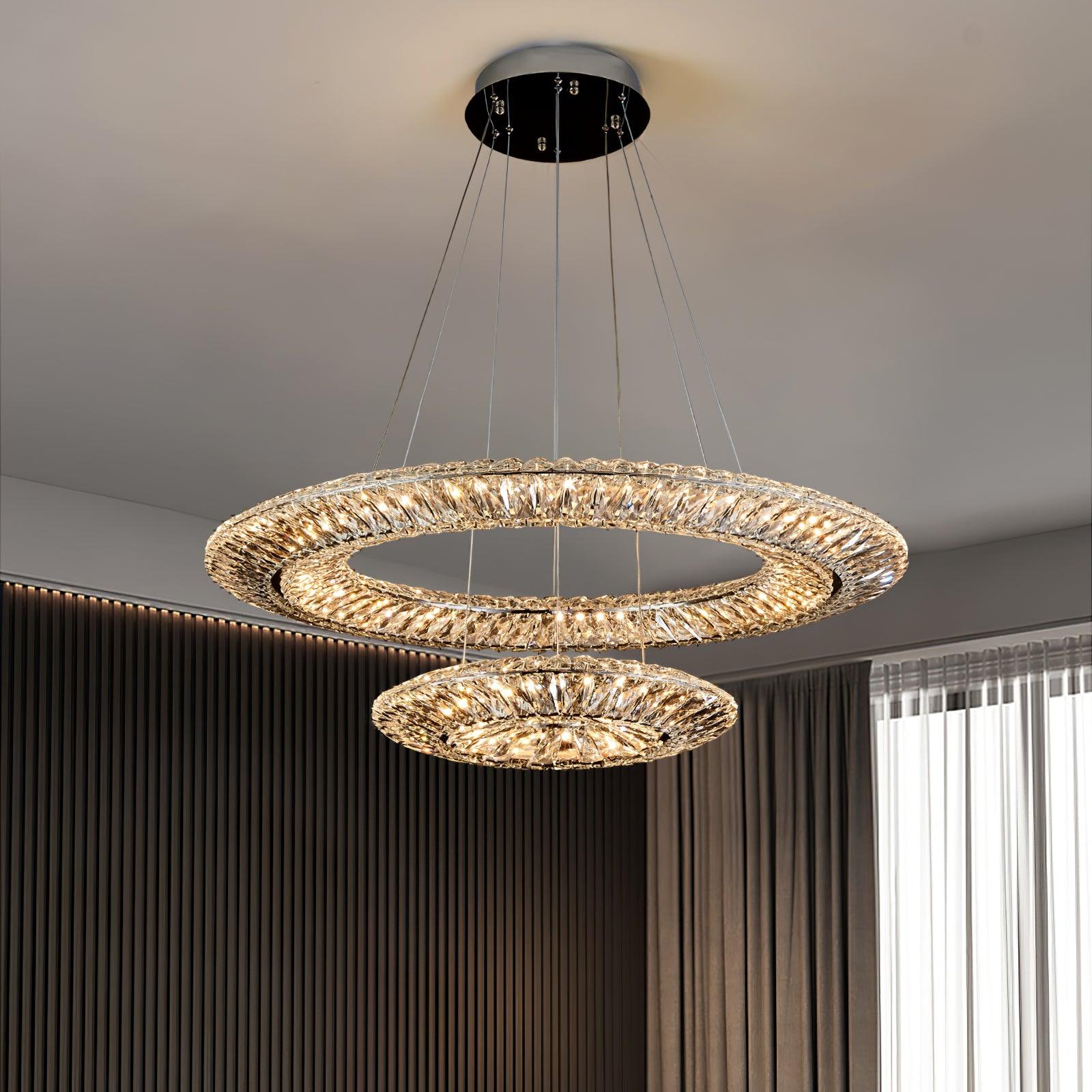Two-tier crystal ring arrangement in a lounge