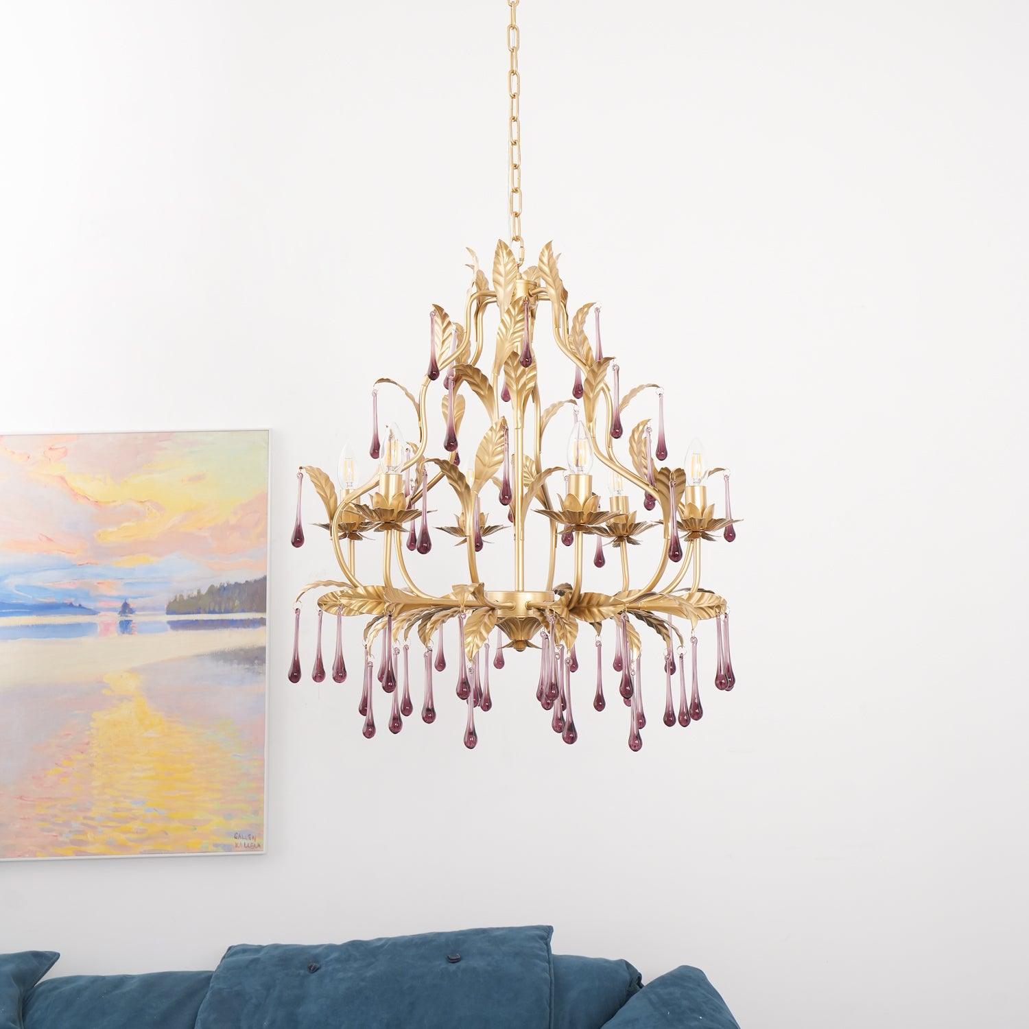 Amethyst Drops Crystal Chandelier - Cueteks