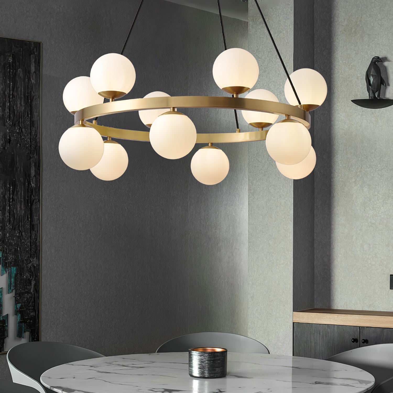 Bubbles Brass Ring Chandelier - Cueteks