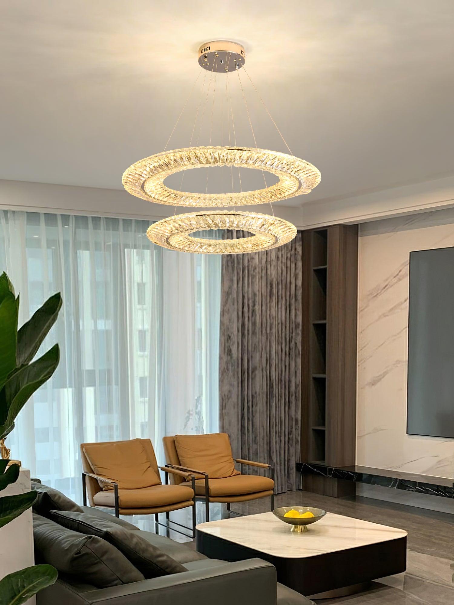 Two-ring crystal display in a lounge