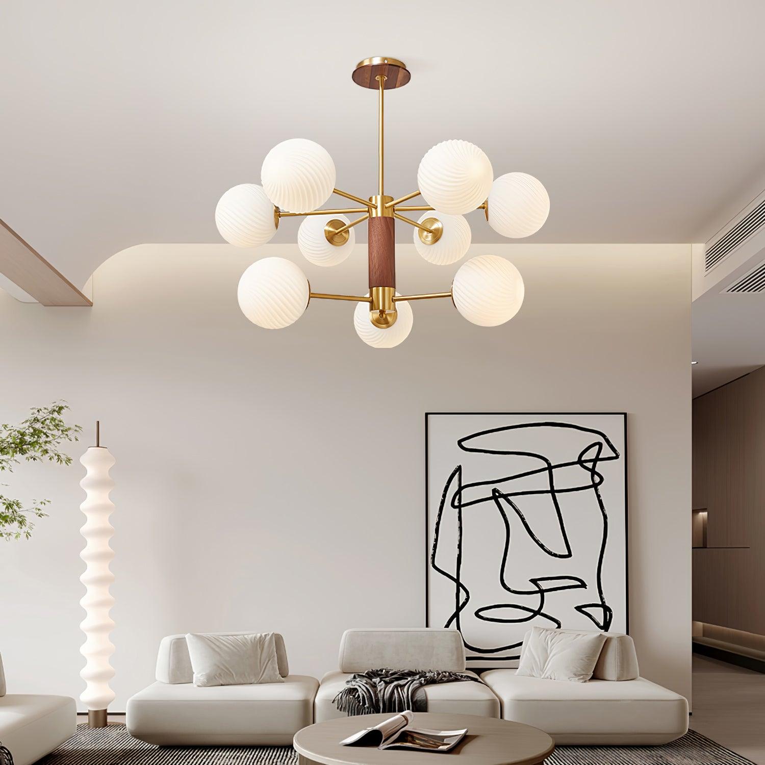 Ribbed Babble Glass Chandelier - Cueteks