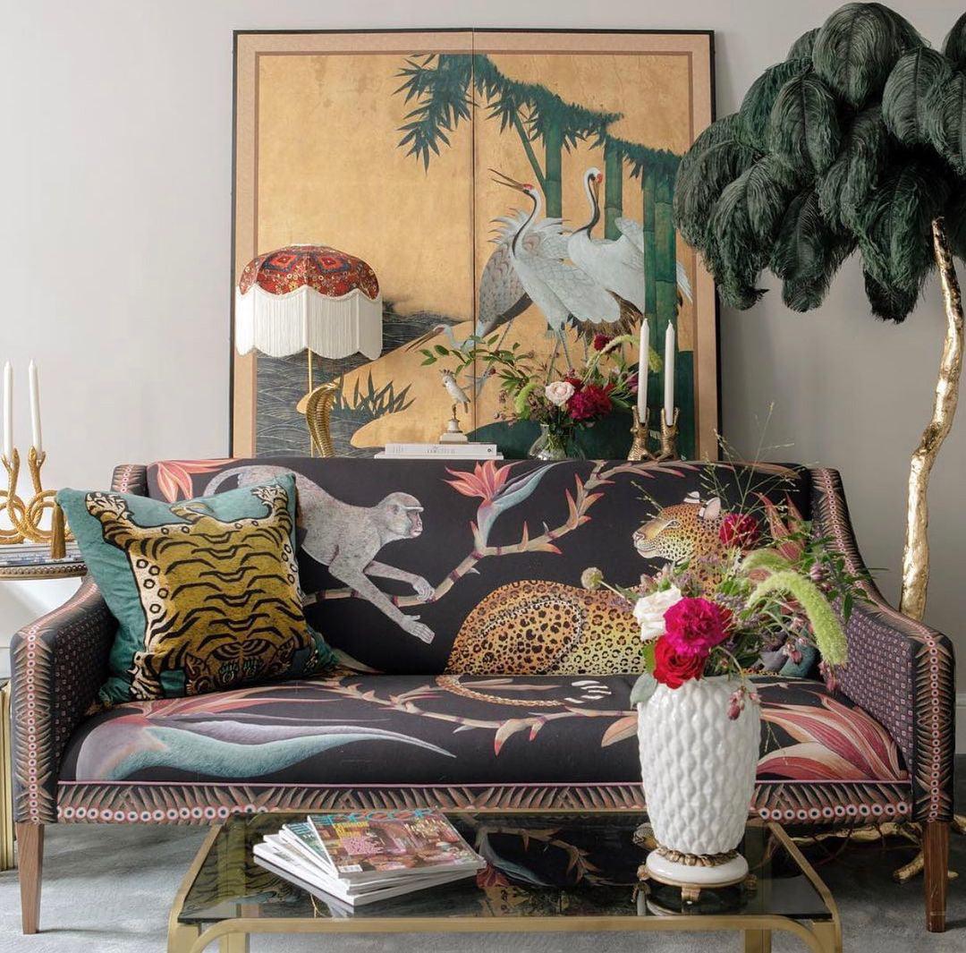Ostrich Feather Brass Floor Lamp - Cueteks