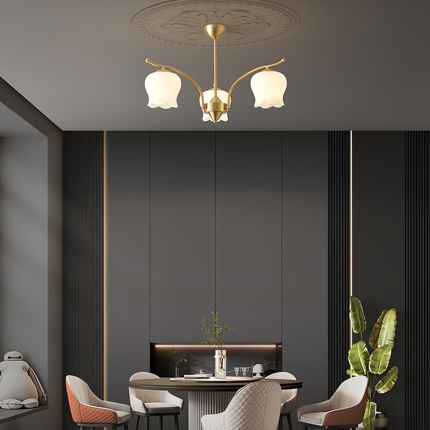 Tulip Brass Chandelier - Cueteks