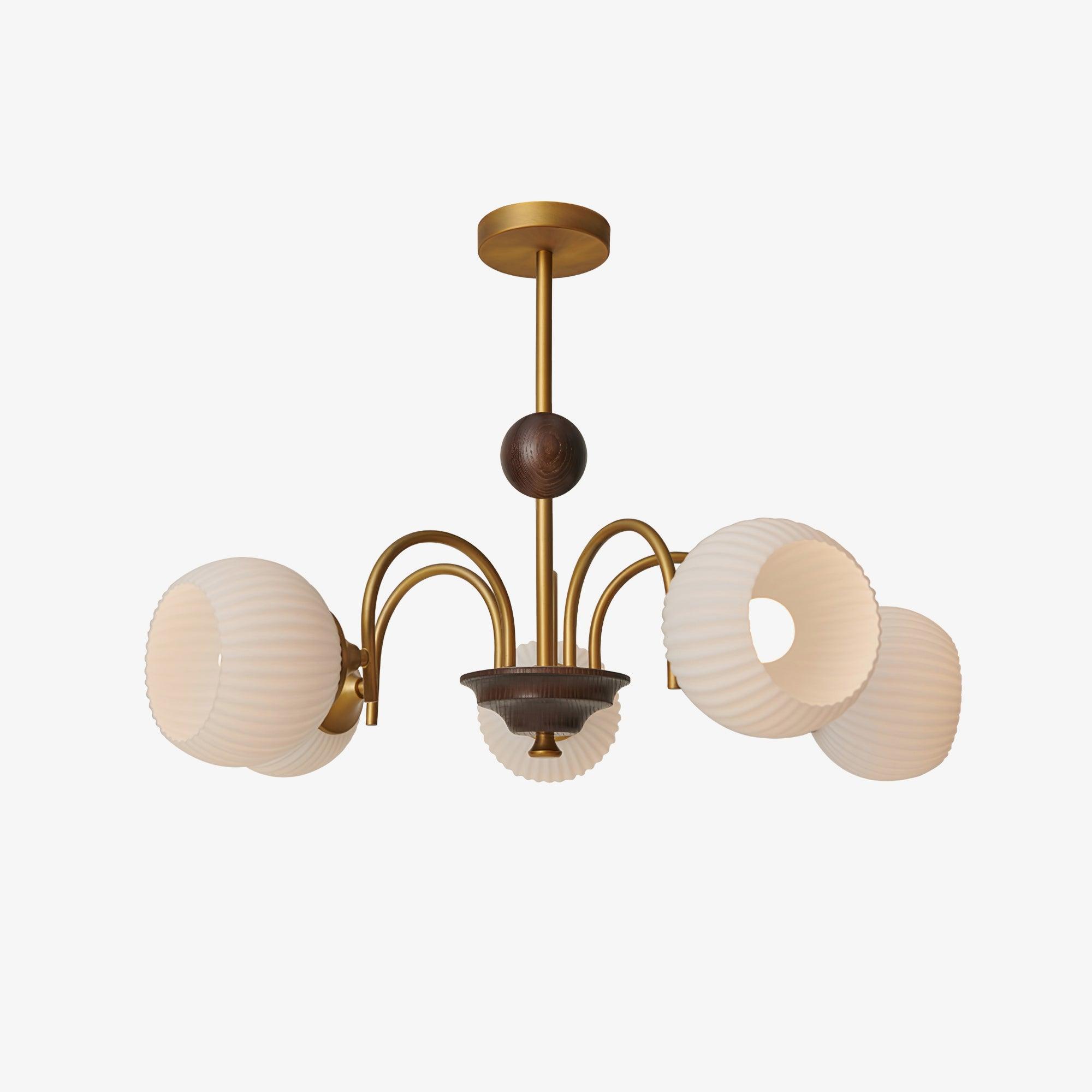 Sculptural Glass Ribbed Chandelier - Cueteks