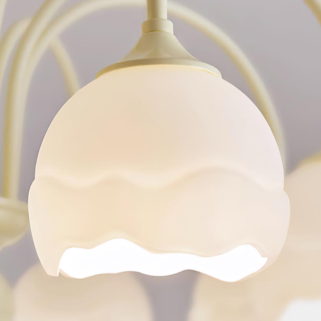 Creamy chandelier with white glass shades