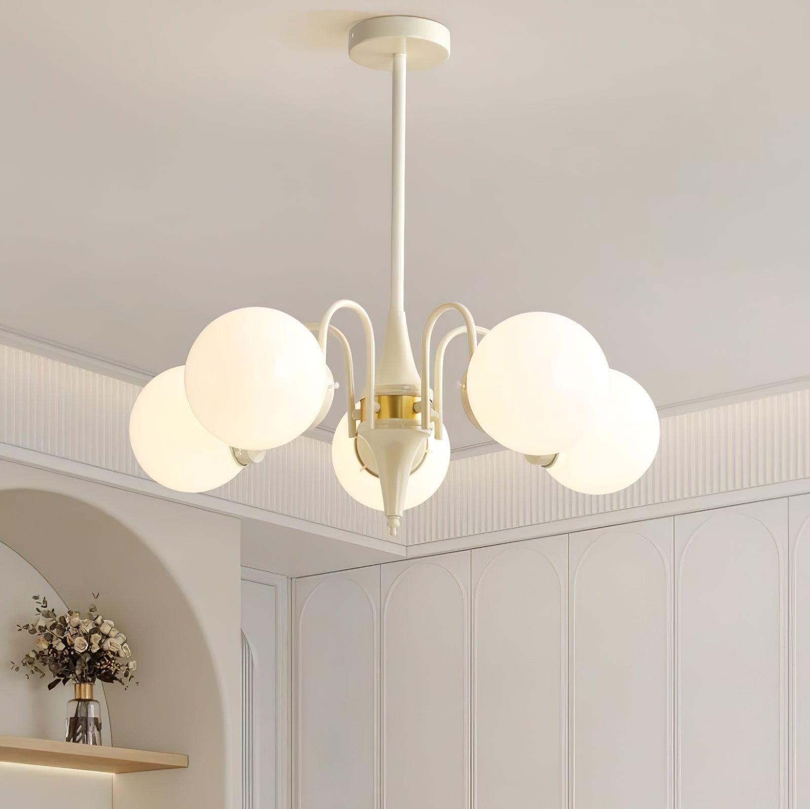 Cream Glass Ball Chandelier - Cueteks