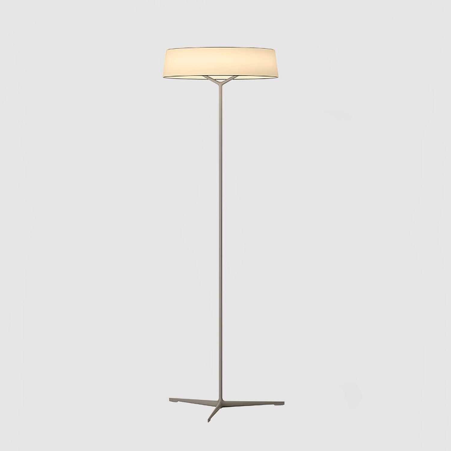 Grey floor-lamp frame with White ring shade