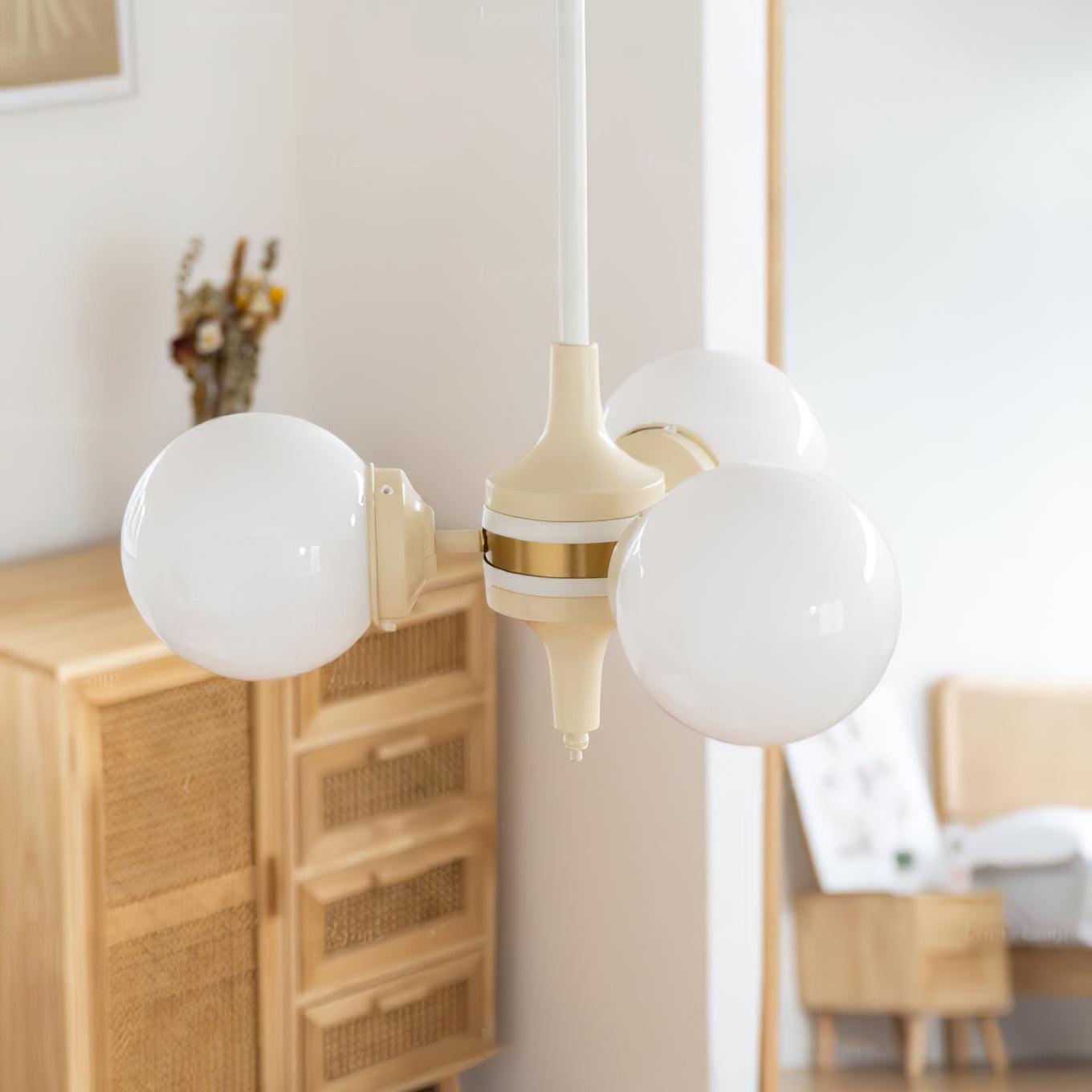 Cream Glass Ball Chandelier - Cueteks