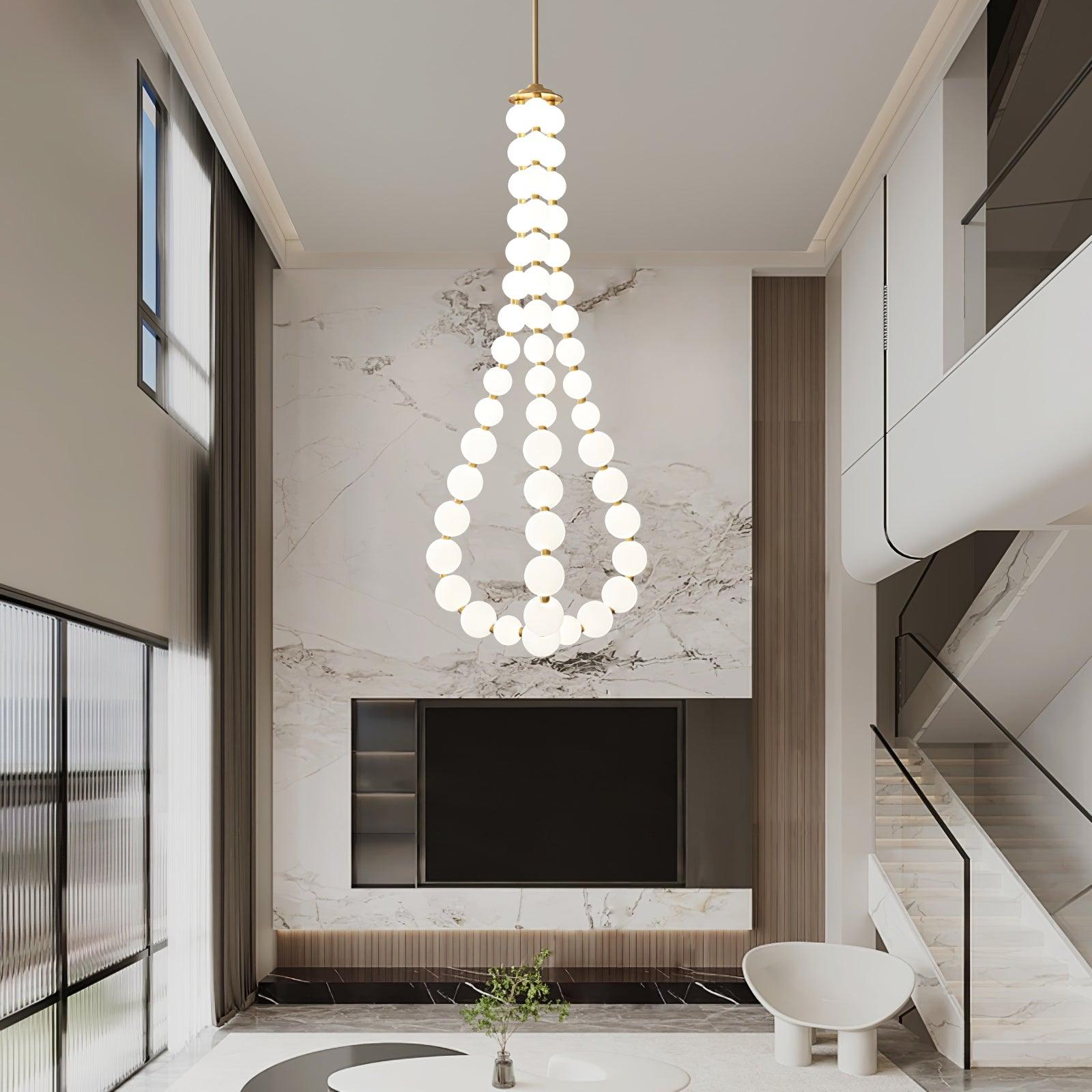 Glass Pearl Necklace Chandelier - Cueteks