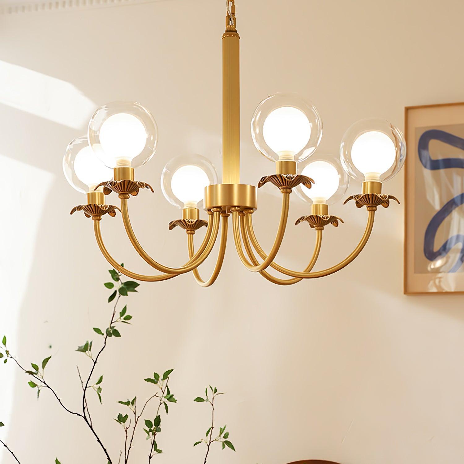 Aureate Radiance Glass Chandelier - Cueteks