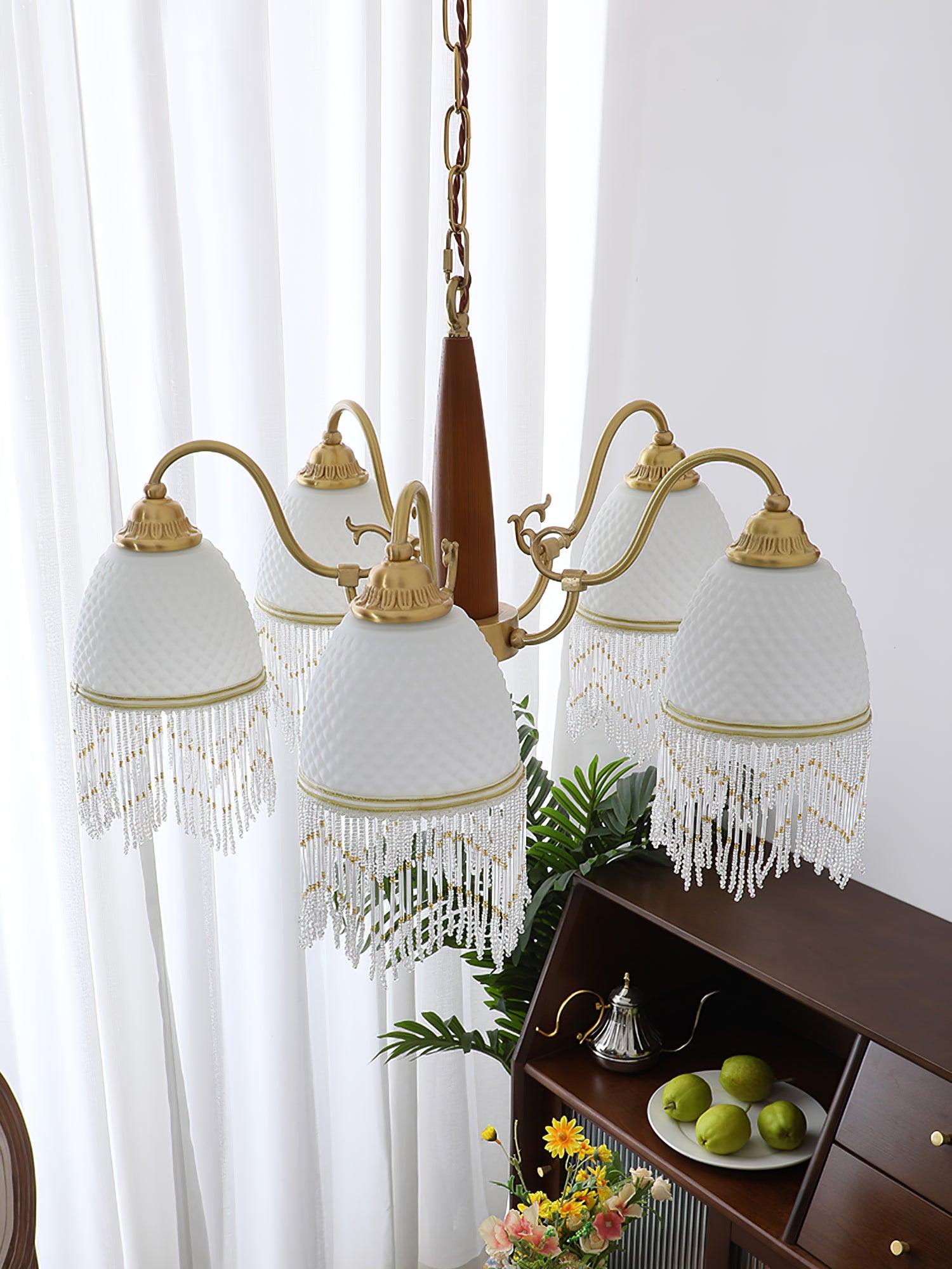 Mesh Tassel Glass Chandelier - Cueteks