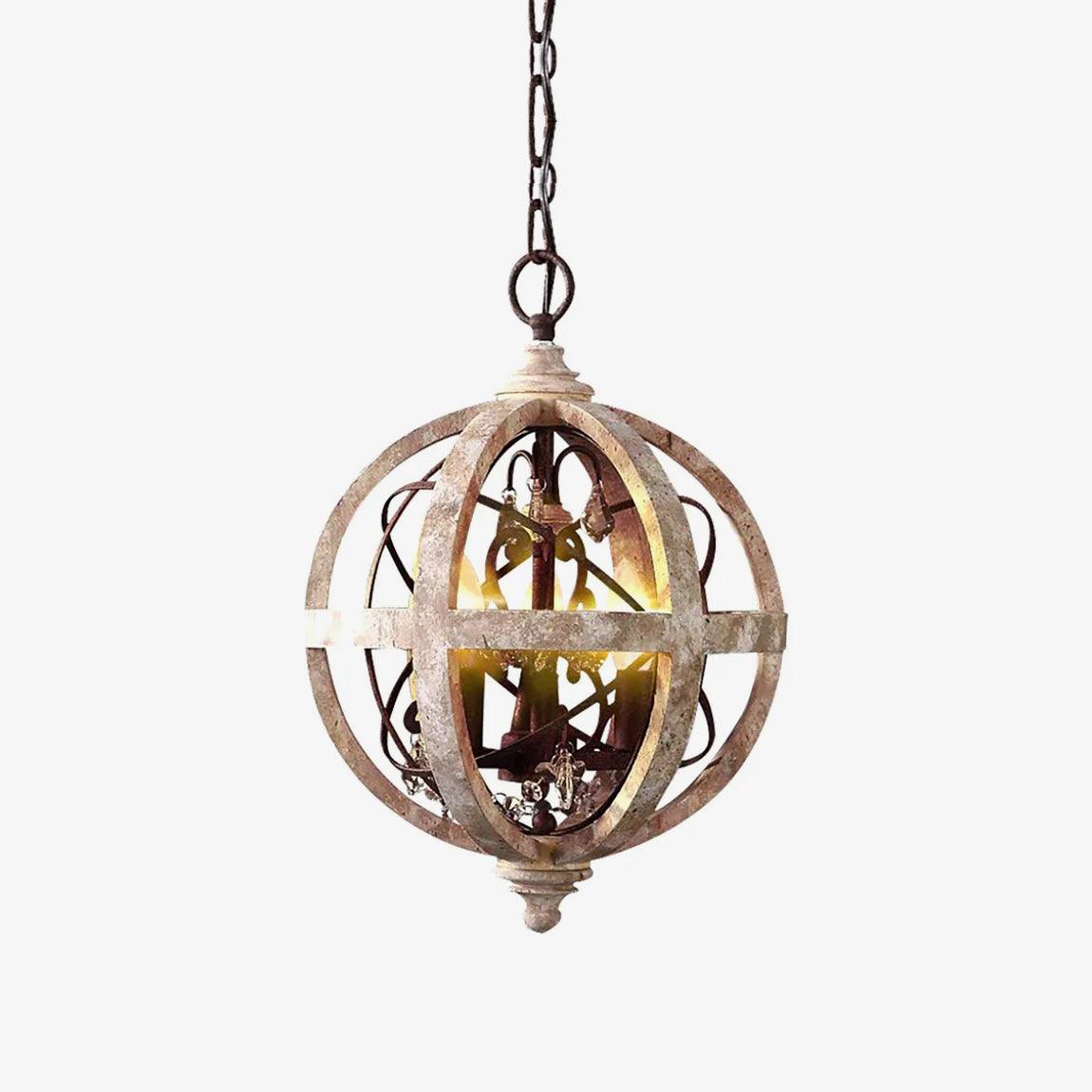 Retro Globe Weathered Chandelier - Cueteks